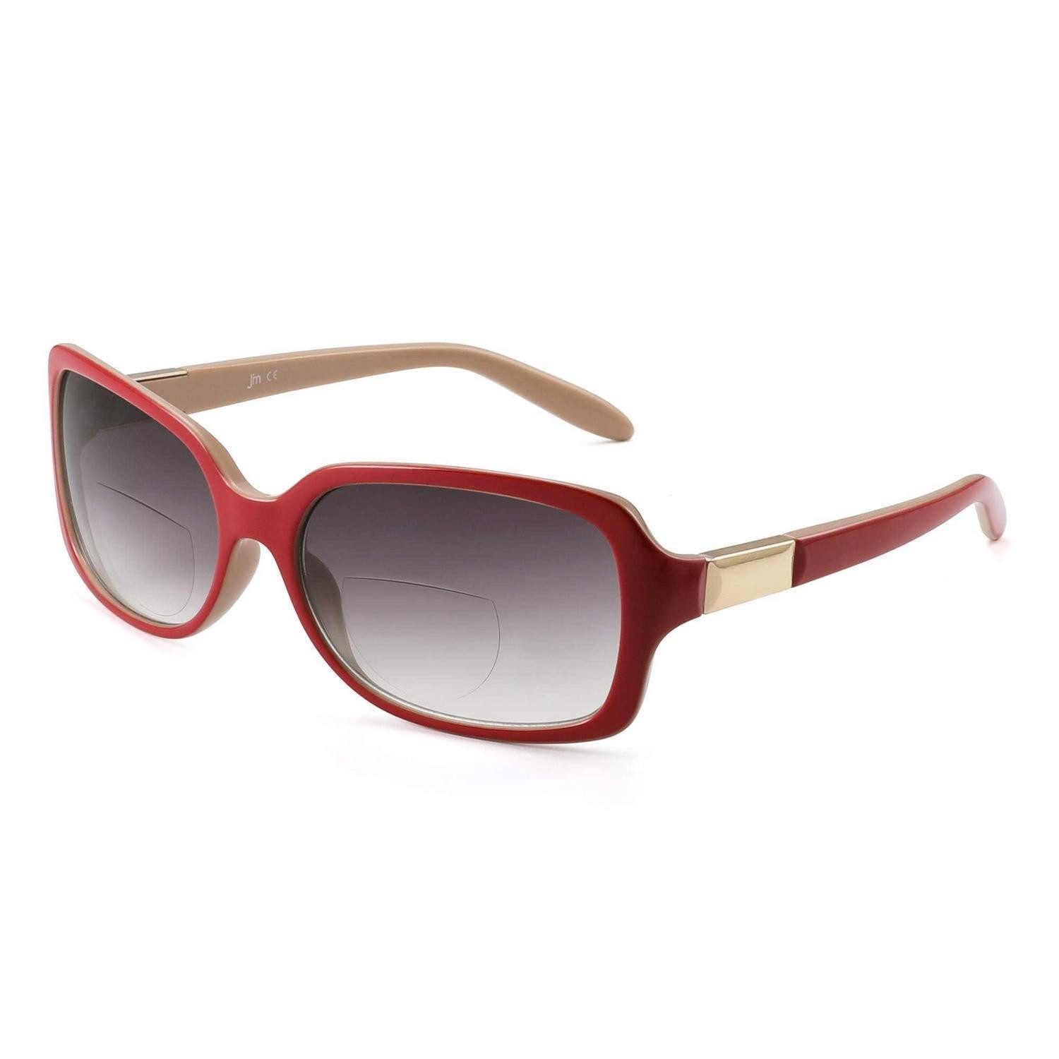 LuxusKollektion Lesebrille Lese Sonnenbrille Bifokal Quadratisch Rot