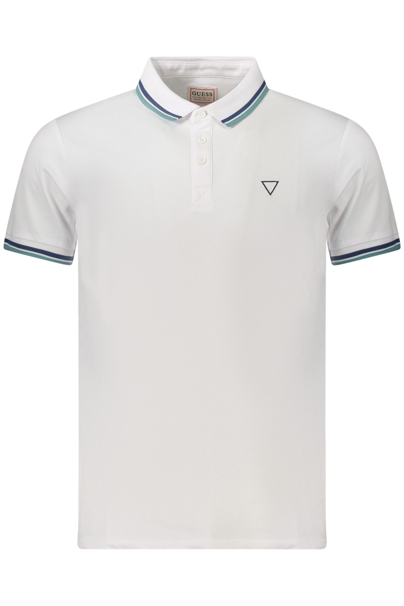 GUESS JEANS Poloshirt Herren Kurzarm-Poloshirt Weiß mit Kontrastdetails
