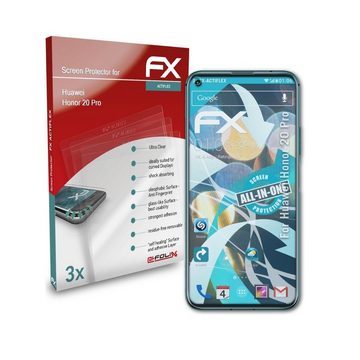 atFoliX Schutzfolie Displayschutzfolie für Huawei Honor 20 Pro, (3 Folien), Ultraklar und flexibel
