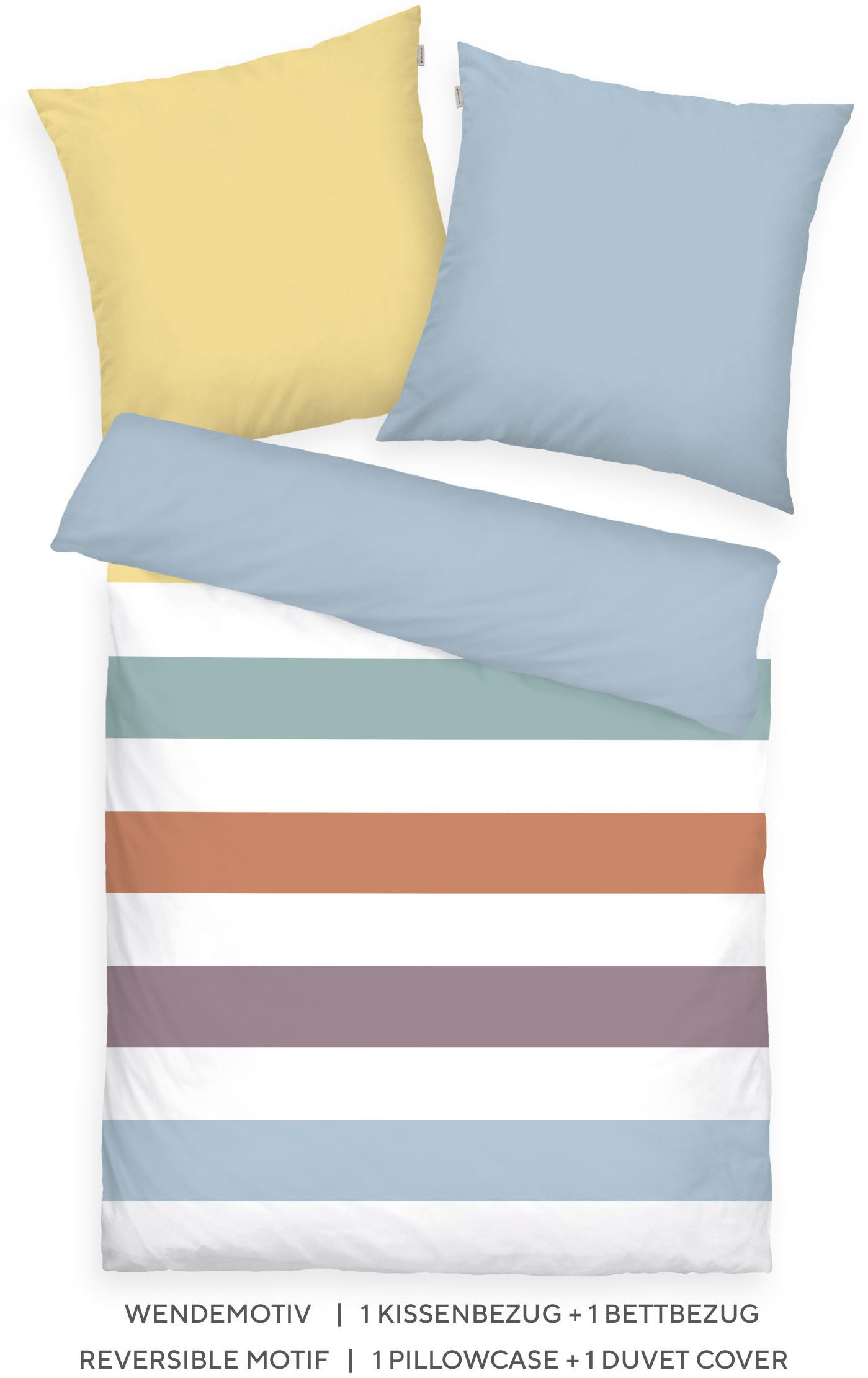 TOM TAILOR HOME Bettwäsche COLORED STRIPES in Gr. 135x200cm, 155x220cm, 200x220cm oder 100x135cm, Renforcé, 2 teilig, new bedroom, gewebtes Label