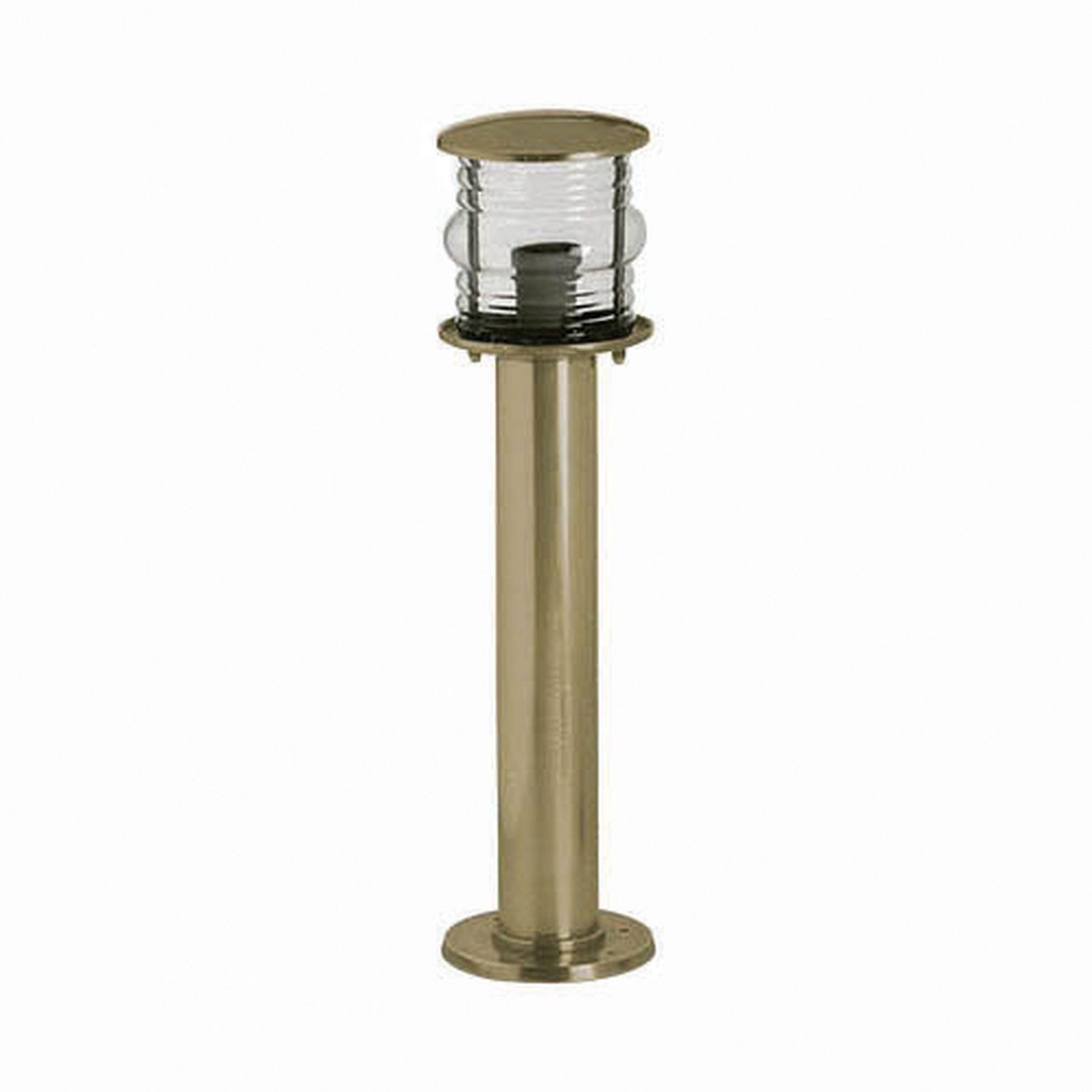 Licht-Erlebnisse Außen-Stehlampe OPHIA, ohne Leuchtmittel, Messing Glas E27 IP53 50 cm in rund Maritim