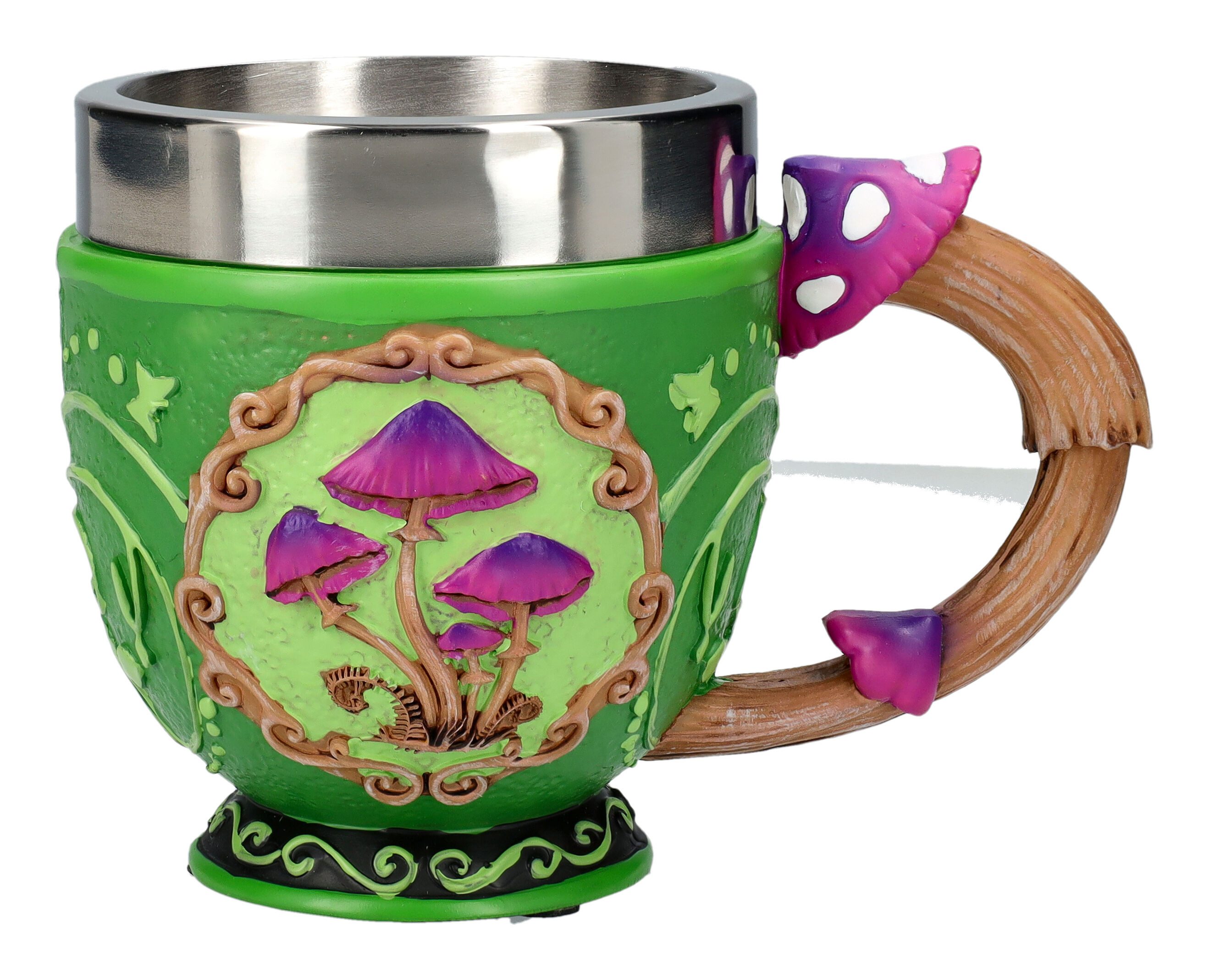 Figuren Shop GmbH Tasse Teetasse Pilze - Magic Mushrooms - Kaffeetasse Tasse Dekoration Pilze, Kunststein (Polyresin), Edelstahl