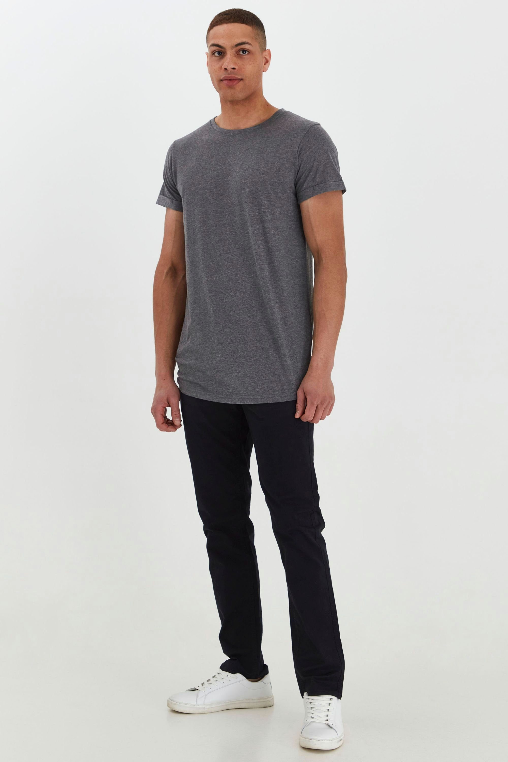 im T-Shirt Longshirt (8236) SDLongo Melange 2er-Pack !Solid Grey