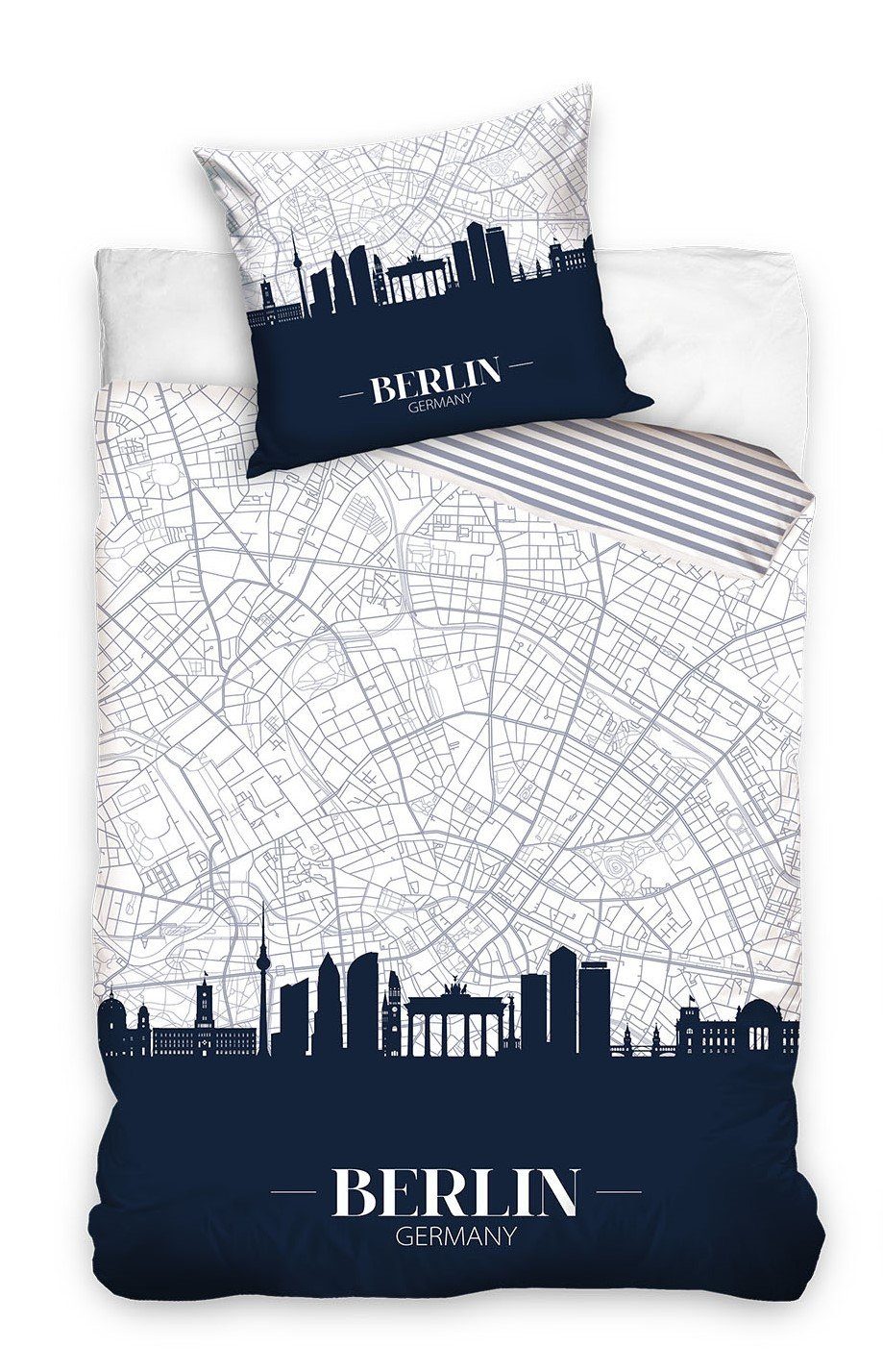 MTOnlinehandel Bettwäsche Berlin Skyline 135x200 + 80x80 cm, 100 % Baumwoll günstig online kaufen