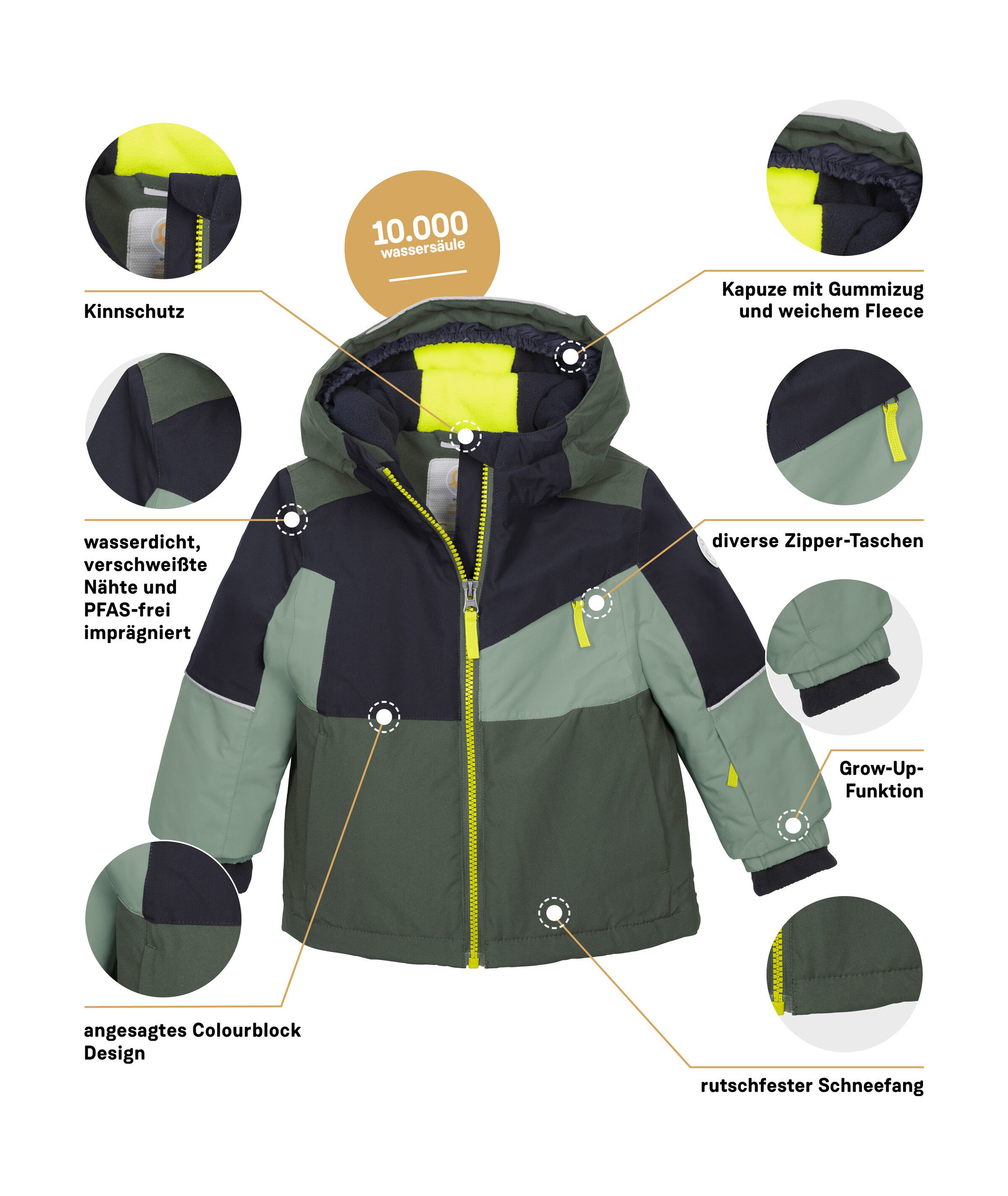 first instinct by killtec Skijacke FISW 42 MNS SKI JCKT Funktionsjacke: wasserdicht, Colourblock, Ärmel verlängerbar