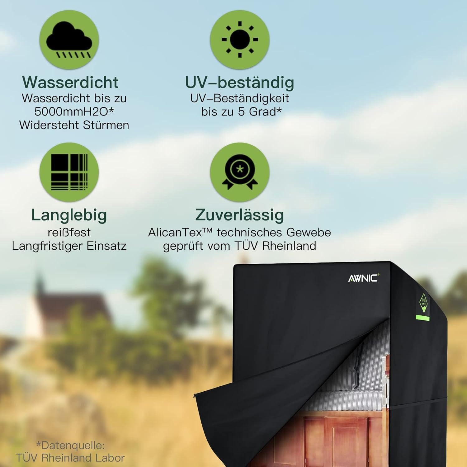 LuxusKollektion Strandkorb-Schutzhülle Strandkorbhülle Wasserdicht Winterfest L135×B105×H175 140cm mit 420D