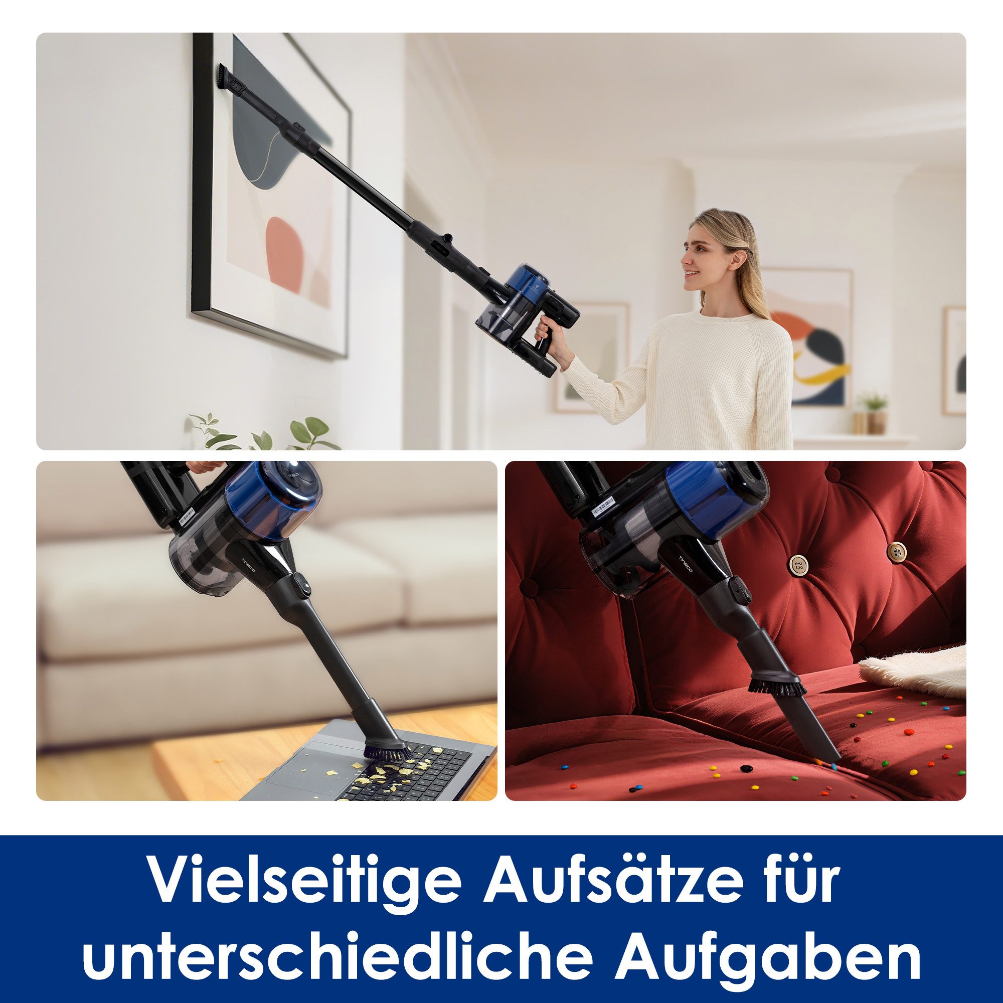 Tineco Akku-Stielstaubsauger Pure One S30 Pro mit faltbarem Saugrohr und 65 Min Akku, 500 W, beutellos, 200W Saugleistung