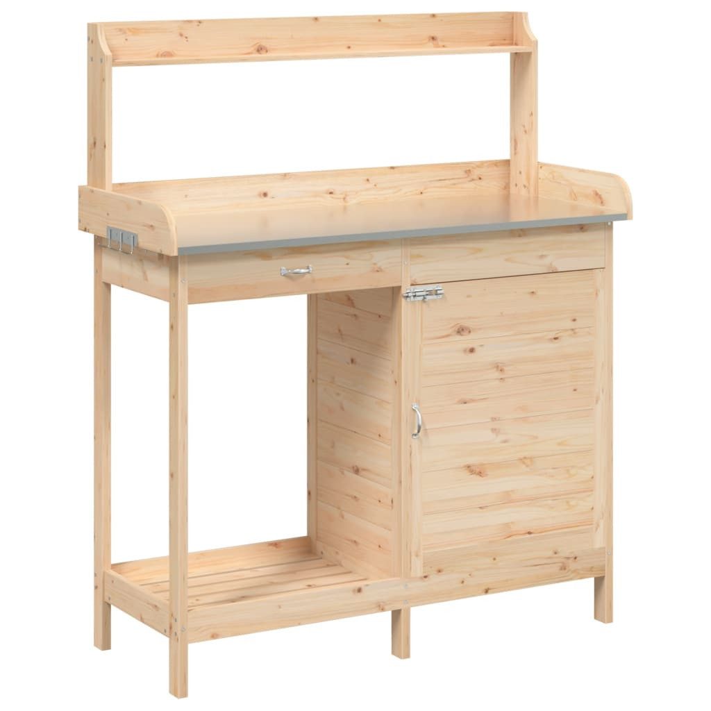 vidaXL Pflanztisch natur Pflanztisch mit Schrank Gärtnertisch Arbeitstisch Garten