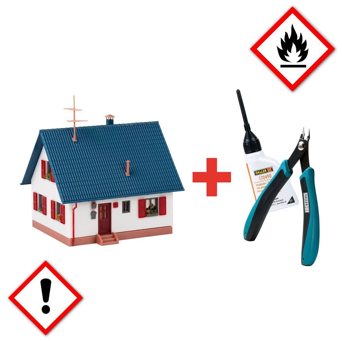 Faller Modellbausatz Faller 195601 Promotion-Set Bastelhaus (weiß/grau) H0