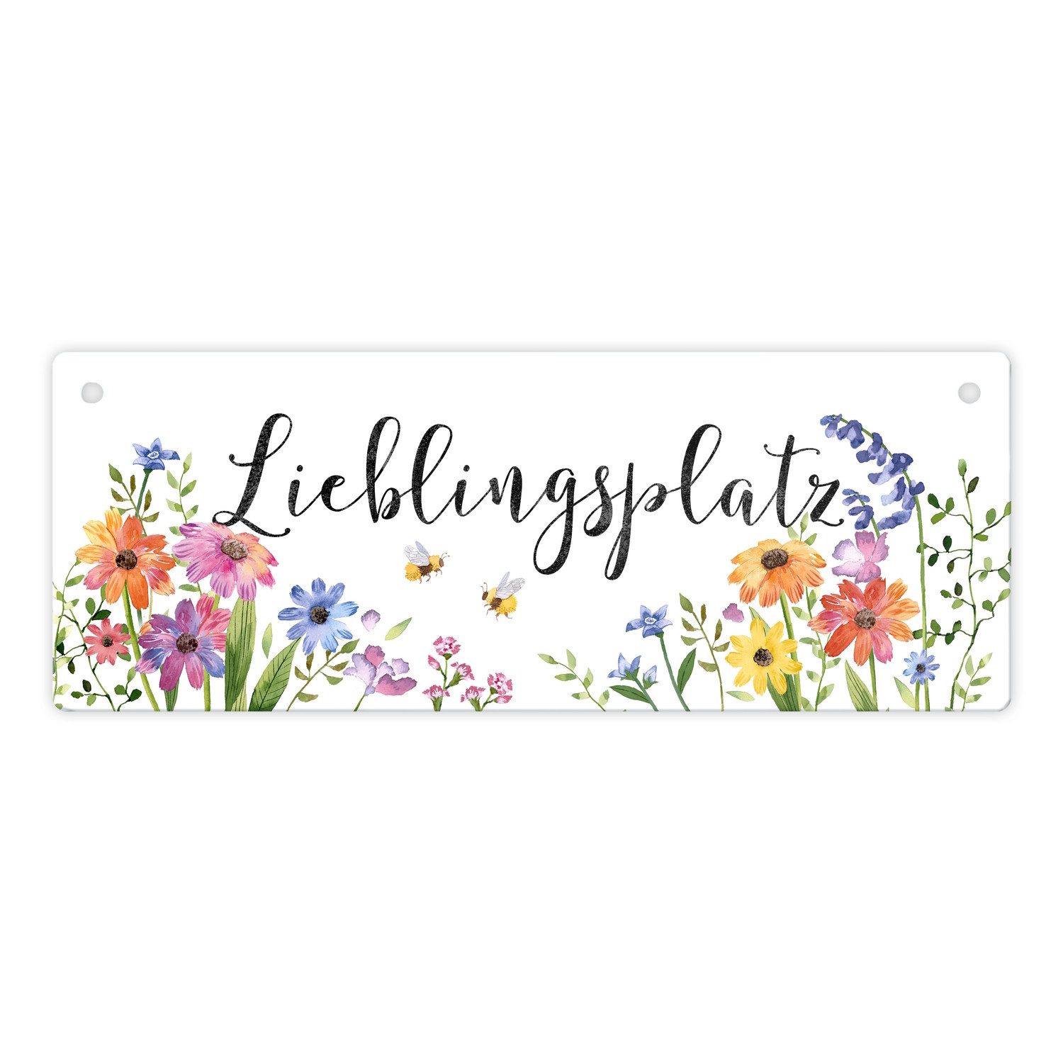 speecheese Metallschild Blumenwiese Metallschild mit Spruch Lieblingsplatz