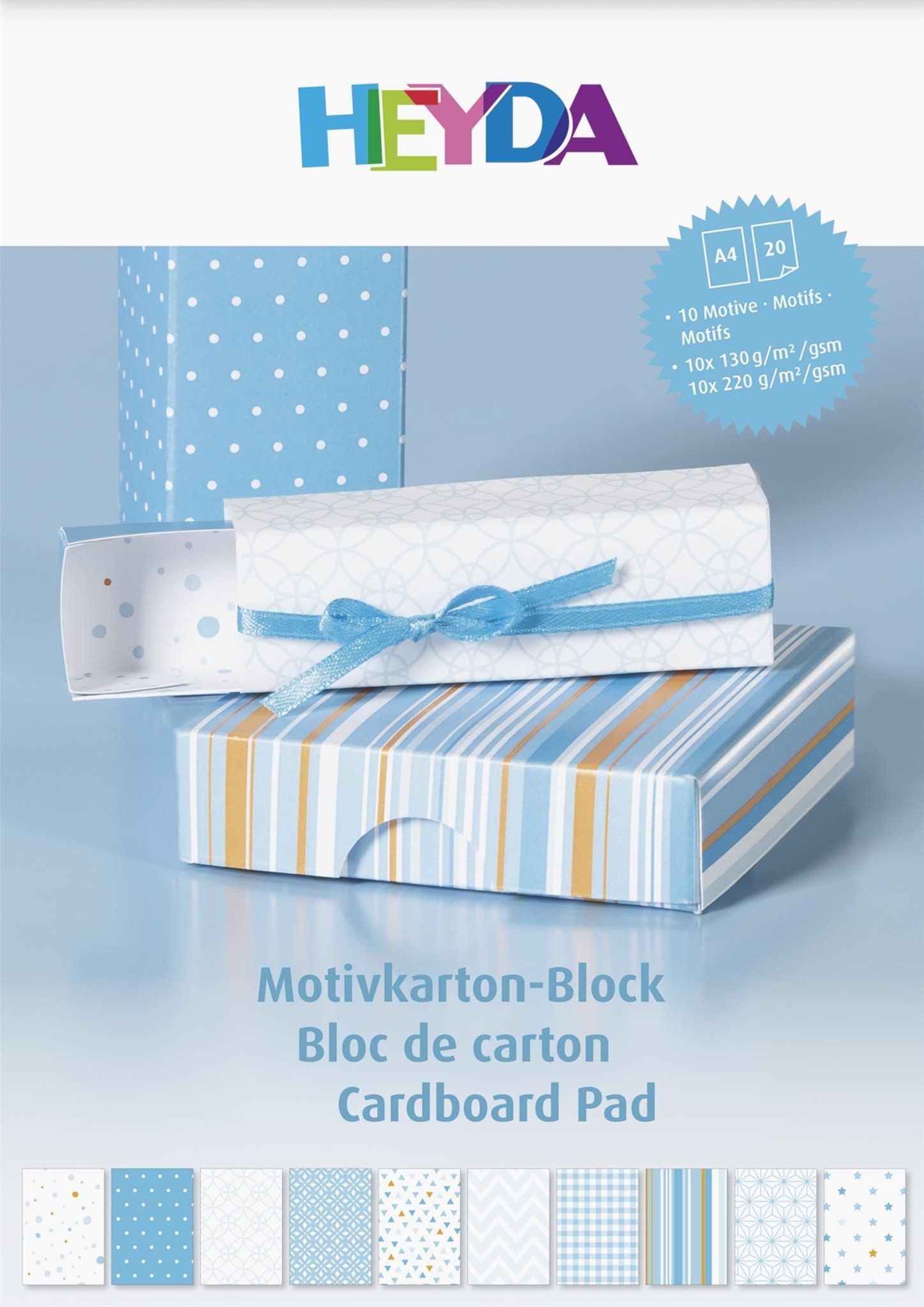 Heyda Motivpapier HEYDA 204712104 Motivkarton-Block A4 blau