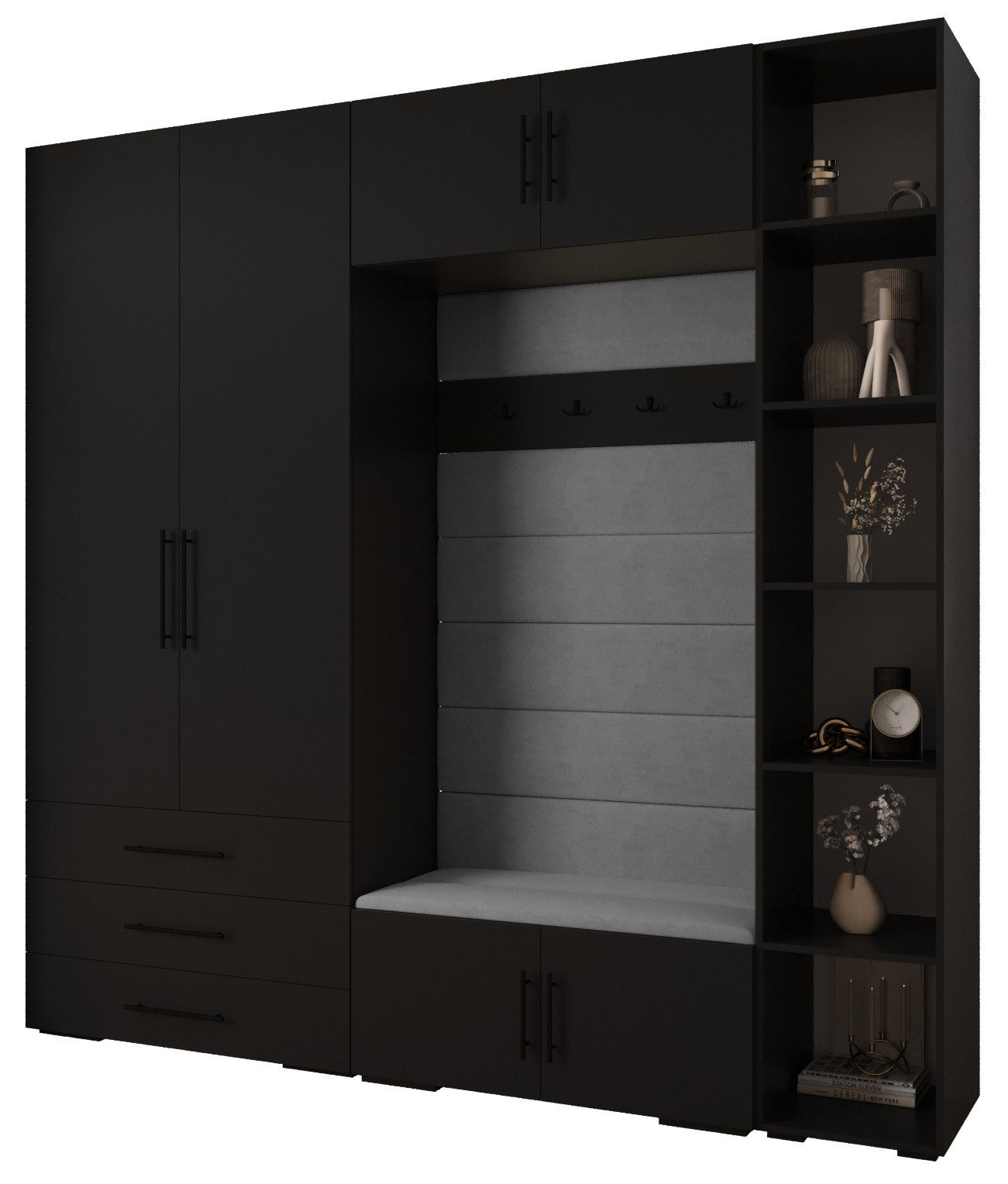 ABIKS MÖBEL Kompaktgarderobe INOVA 3 SATZ 10 Möbelset, Garderobe mit Kleiderstange und Regalen