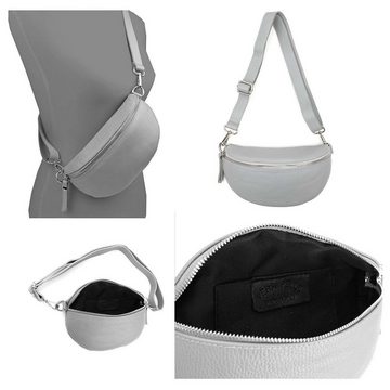 ITALYSHOP24 Bauchtasche Made in Italy Damen Leder Gürteltasche Hüfttasche Brusttasche Bodybag (Spar-Set aus einer Tasche mit dem Ledergurt und einem breitem Stoffgurt/Umhängeband), 1 Tasche & 2 Gurte, Schultertasche, Umhängetasche mit 2 Schulterriemen