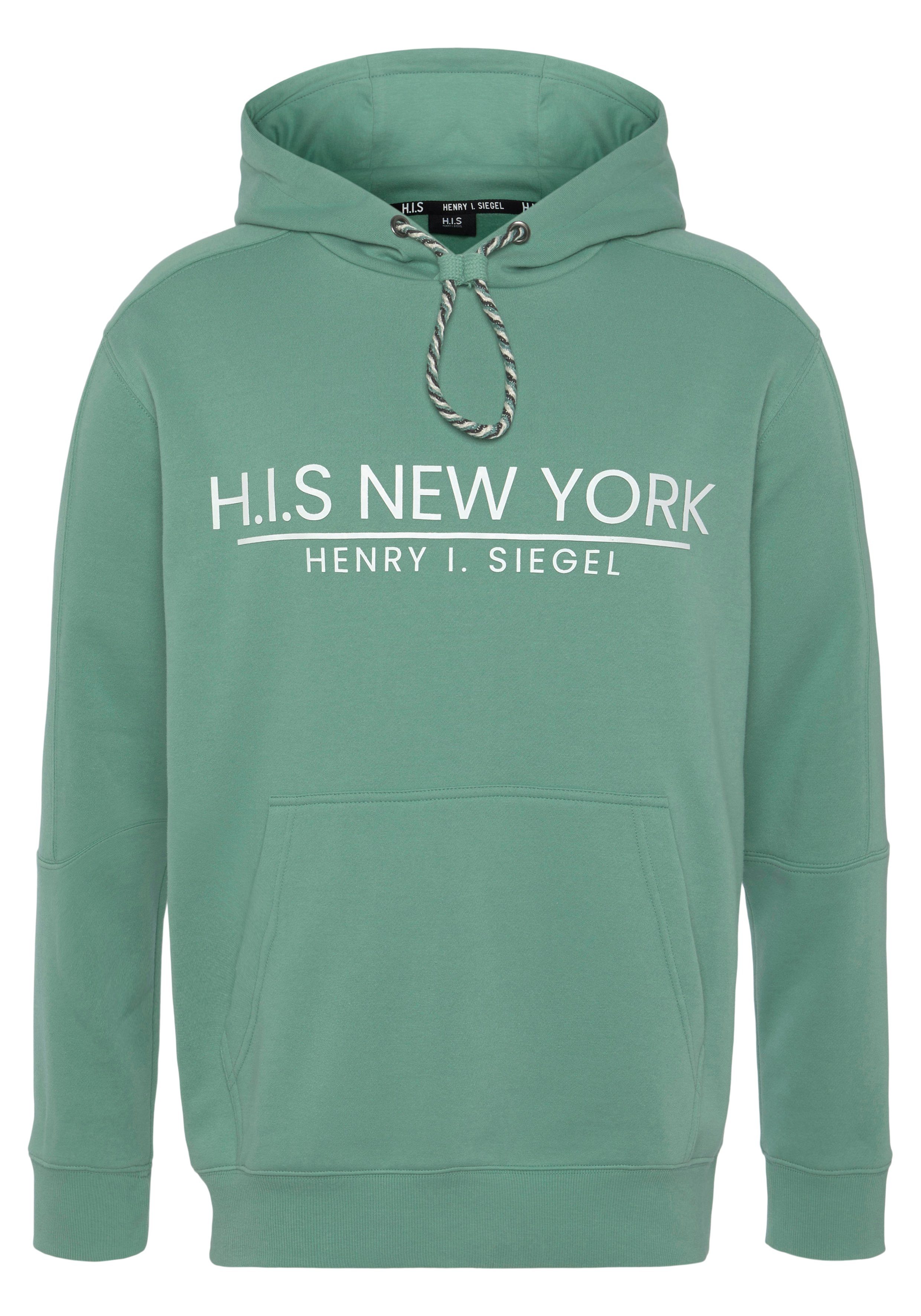 H.I.S Sweatshirt bedrucktes Design, mit Kapuze und Kordel, aus Baumwollmischung