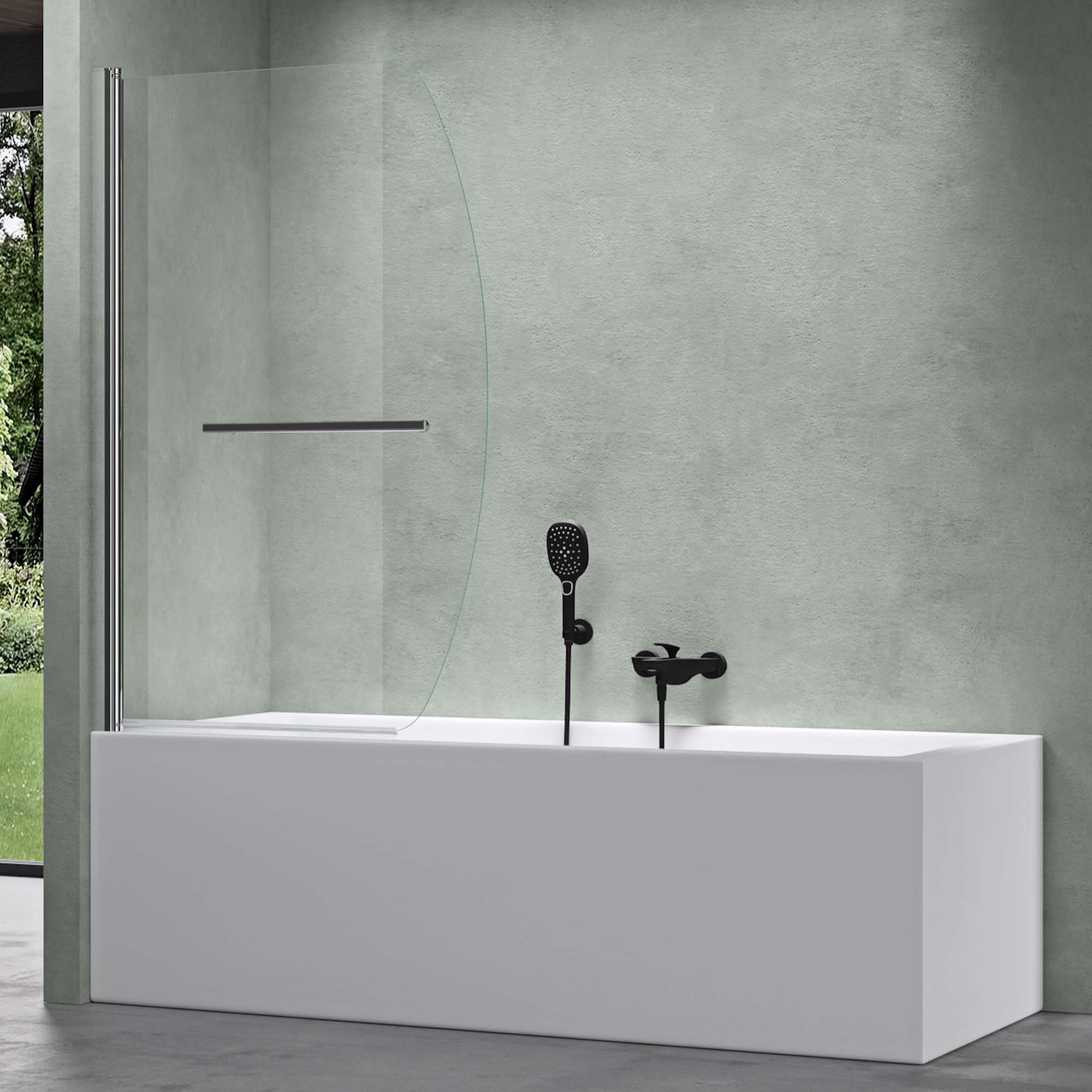 Thumbnail - Mai & Mai Badewannenaufsatz Duschwand für Badewanne Badewannenfaltwand ESG GLAS C112 NEU