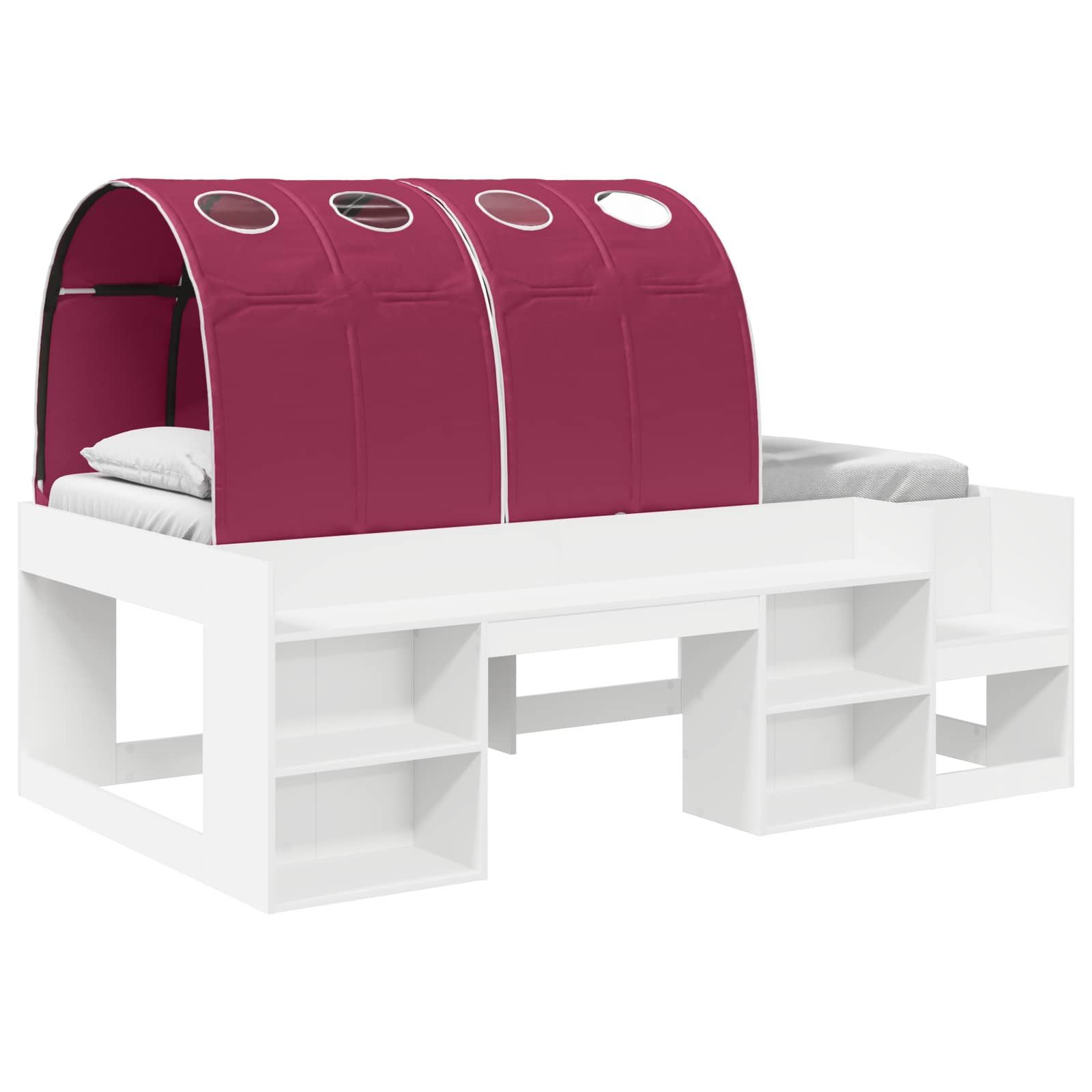 vidaXL Bett Hochbett für Kinder mit Stauraum 3 Stk. Weiß und Rot (3-tlg)