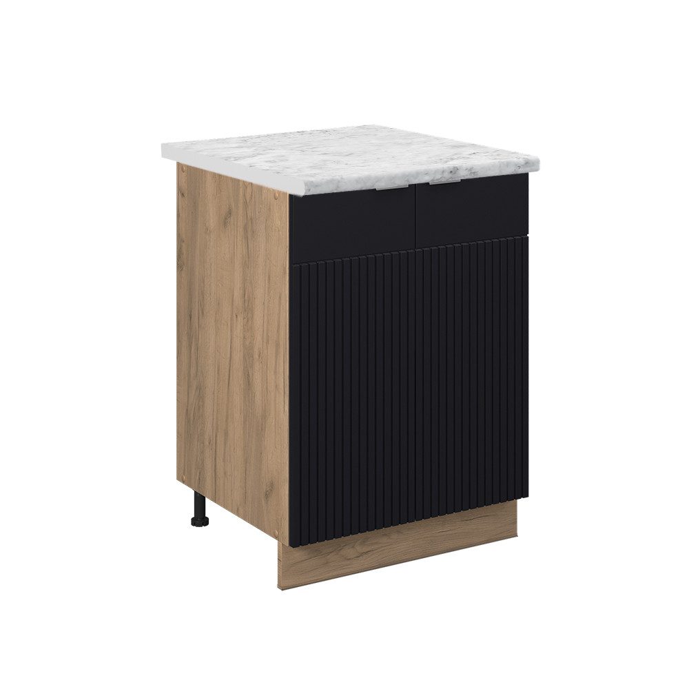 Vicco Unterschrank Fame-Line, Schwarz gestreift/Goldkraft Eiche, günstig online kaufen