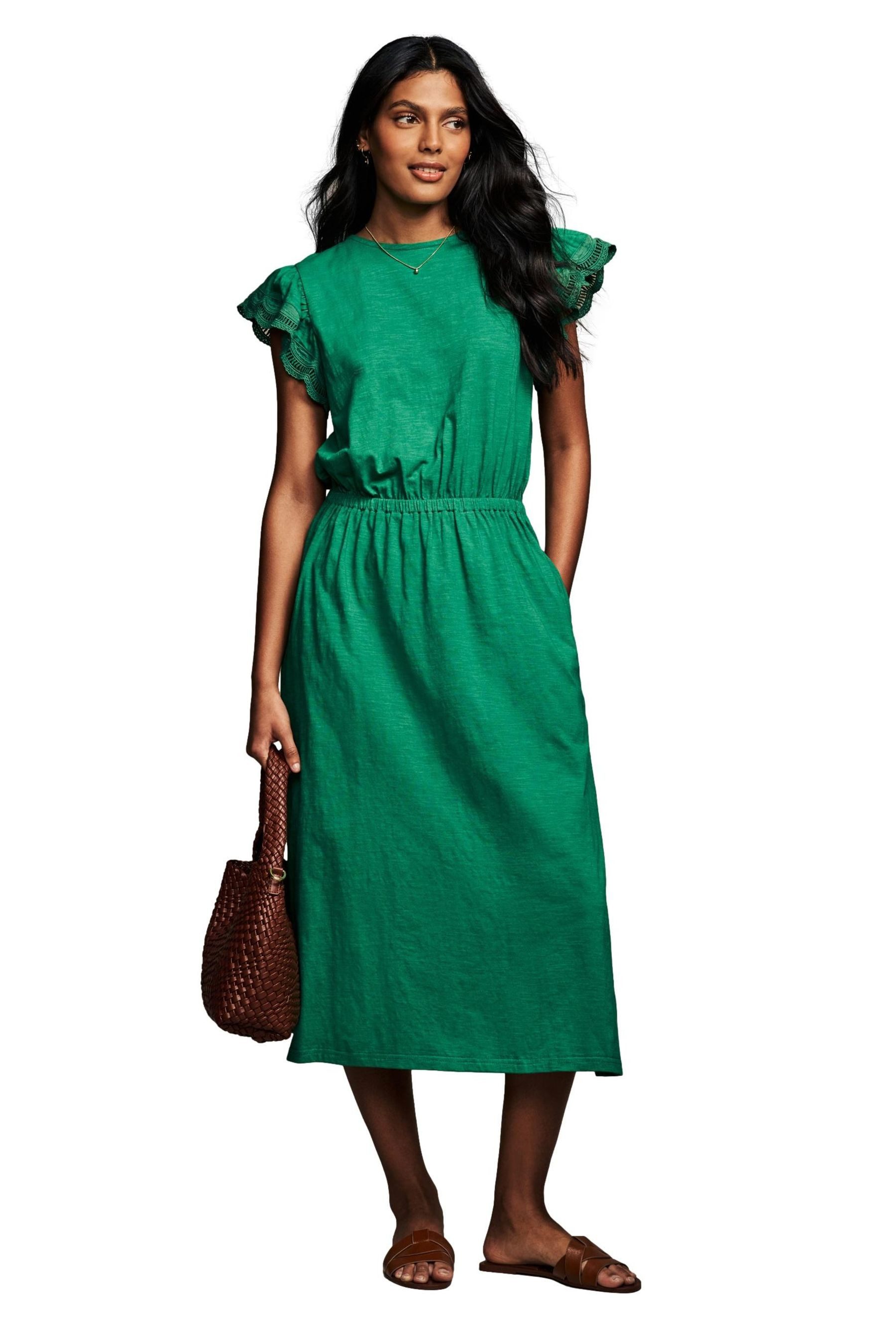 LAURA ASHLEY Jerseykleid Laura Ashley Kleid mit Rüschenärmeln Baumwolle (1- günstig online kaufen