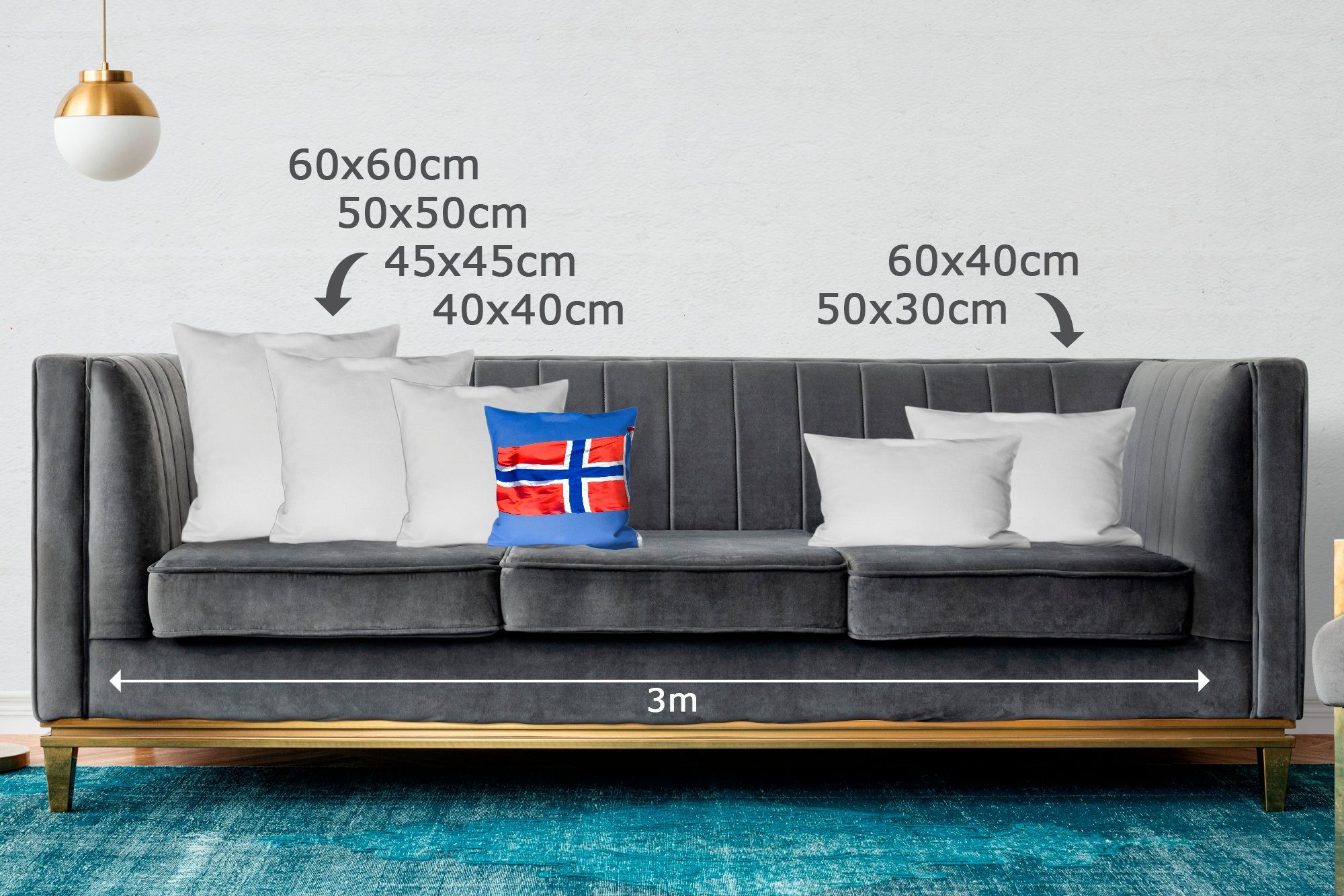 MuchoWow Dekokissen Norwegische Flagge am für Wohzimmer, mit Sofakissen Zierkissen Deko, Himmel, Füllung Schlafzimmer, blauen