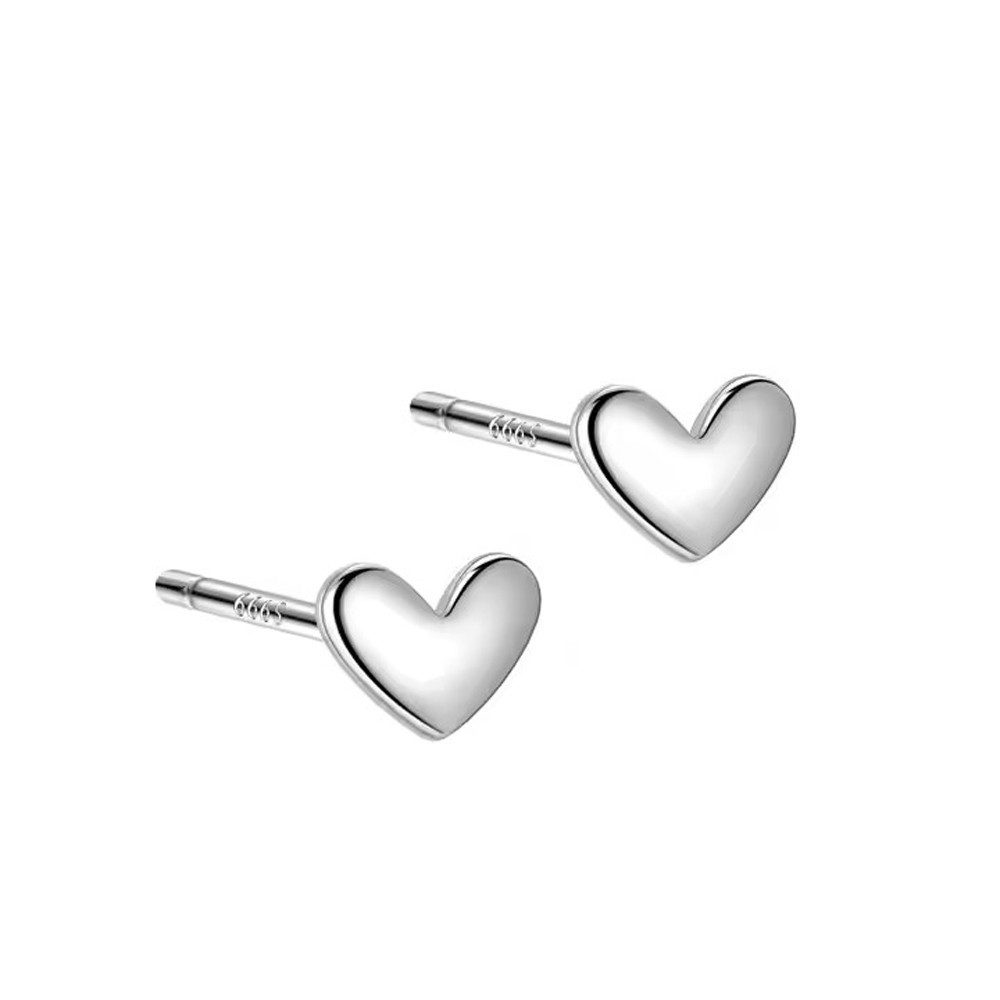 Paar Ohrstecker Mini Herzchen Ohrstecker, 925er Silber, 18K Gold