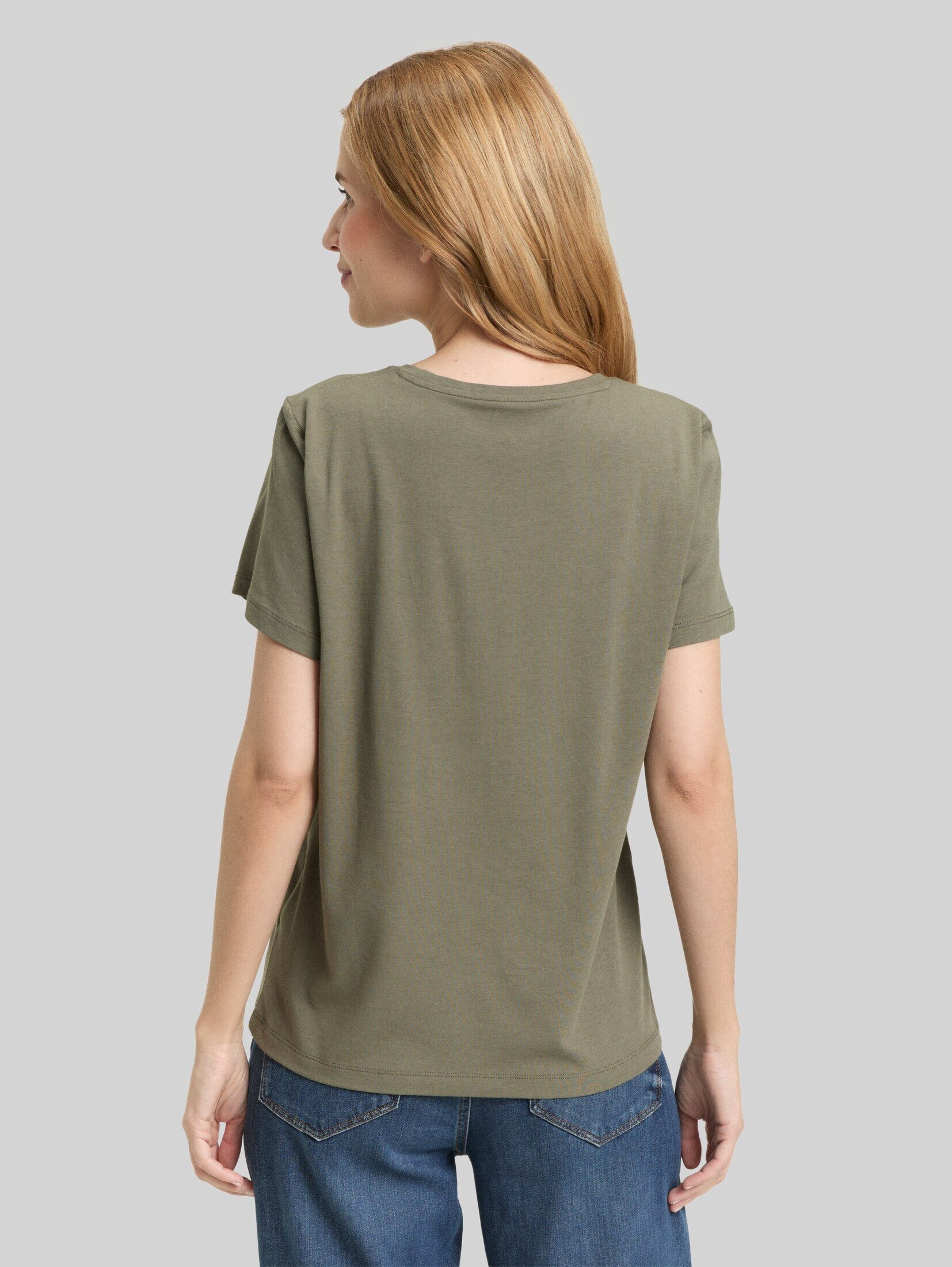 TOM TAILOR T-Shirt T-Shirt T-Shirt mit Blumen-Stickerei