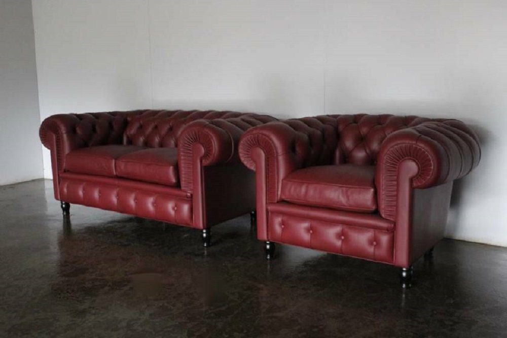 2+1 Rote Europe Couch in Sofagarnitur, JVmoebel Made Polster Polstermöbel Chesterfield Sitzer Sofa