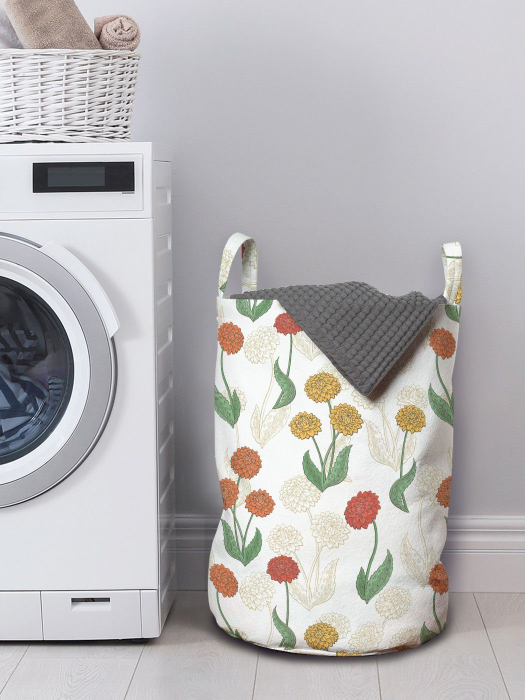 Abakuhaus Wäschesäckchen Wäschekorb mit Griffen Waschsalons, Schönheit Kordelzugverschluss Dahlie für Garten-Blüten-Pfingstrose