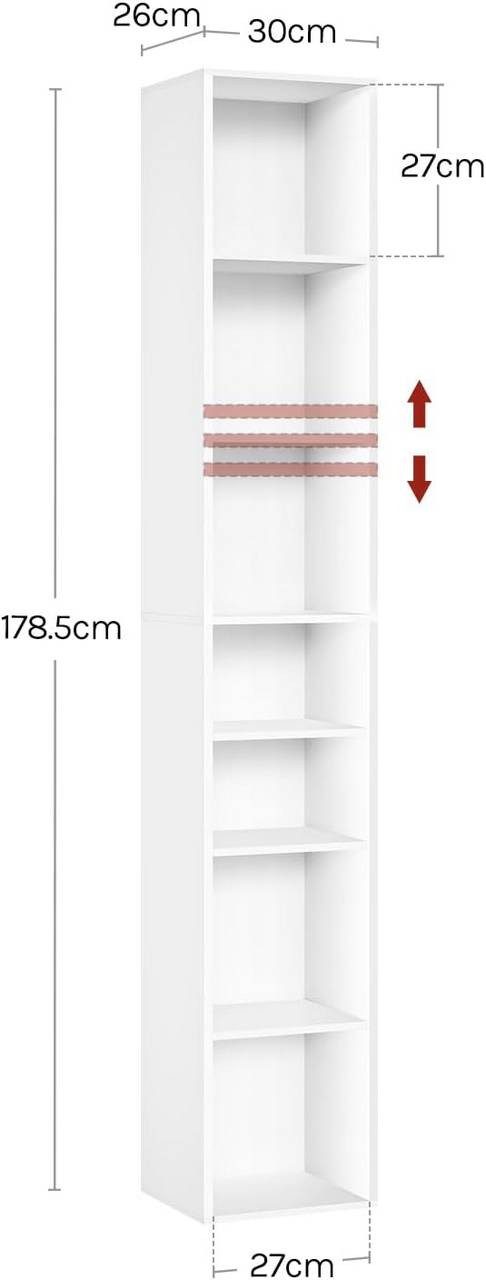Woltu Bücherregal, 1-tlg., offenes Regal mit 7 Würfeln, aus Holzwerkstoff, Weiß