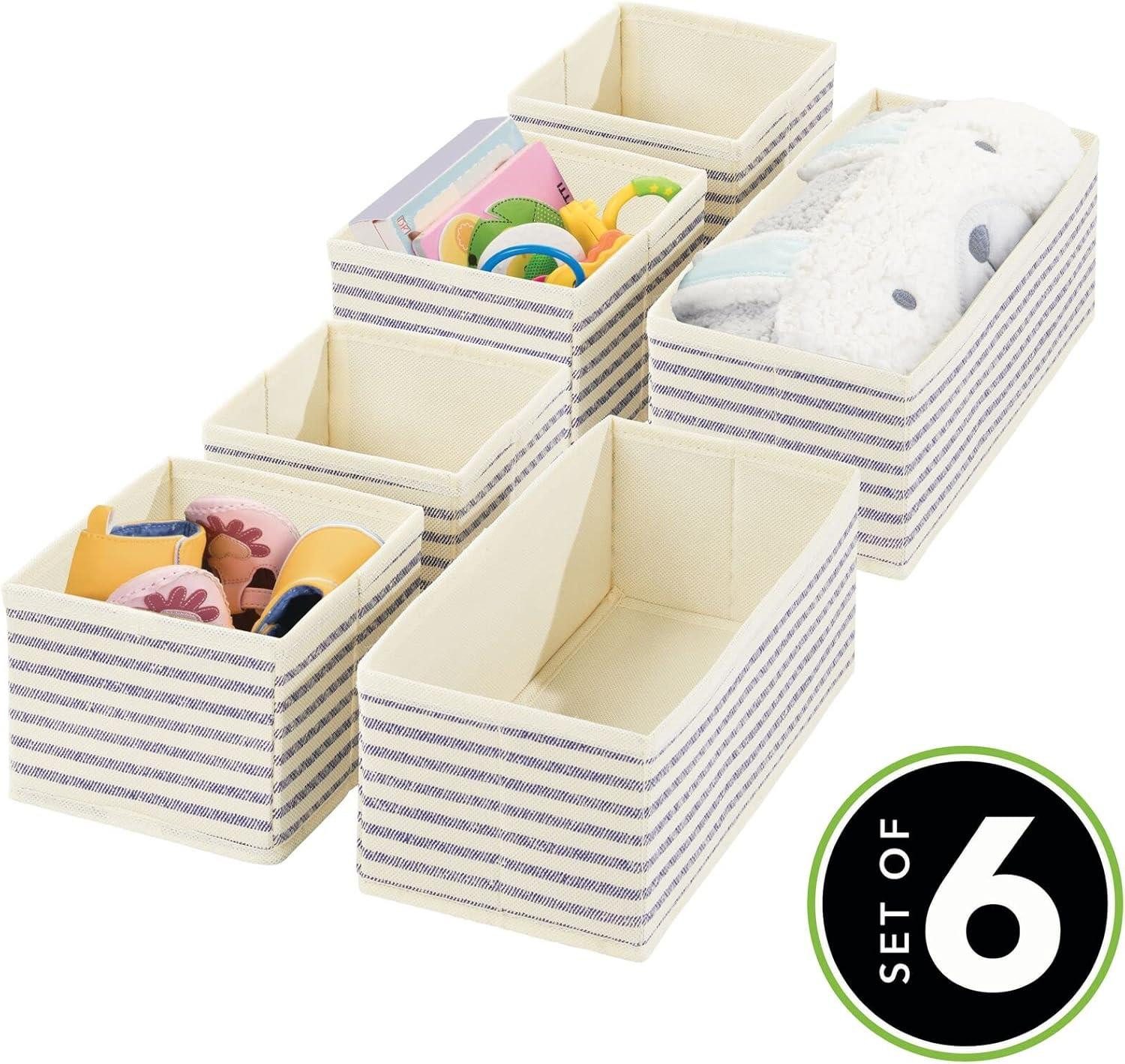 mDesign Aufbewahrungssystem Aufbewahrungsbox Stoffkisten Organizer mDesign 6er Set blau/natur ge