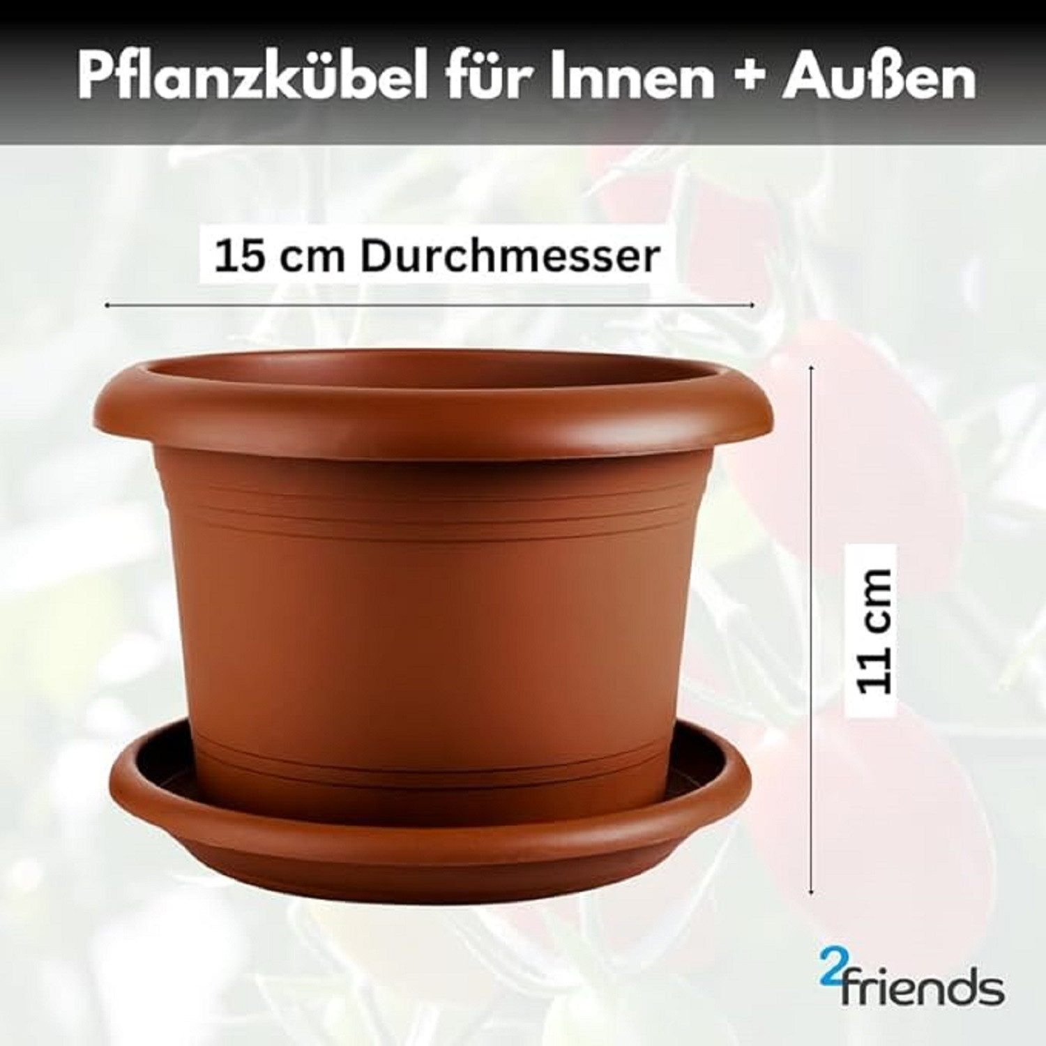 SUSTANIA Blumentopf Eleganter Pflanzkübel mit Untersetzern günstig online kaufen