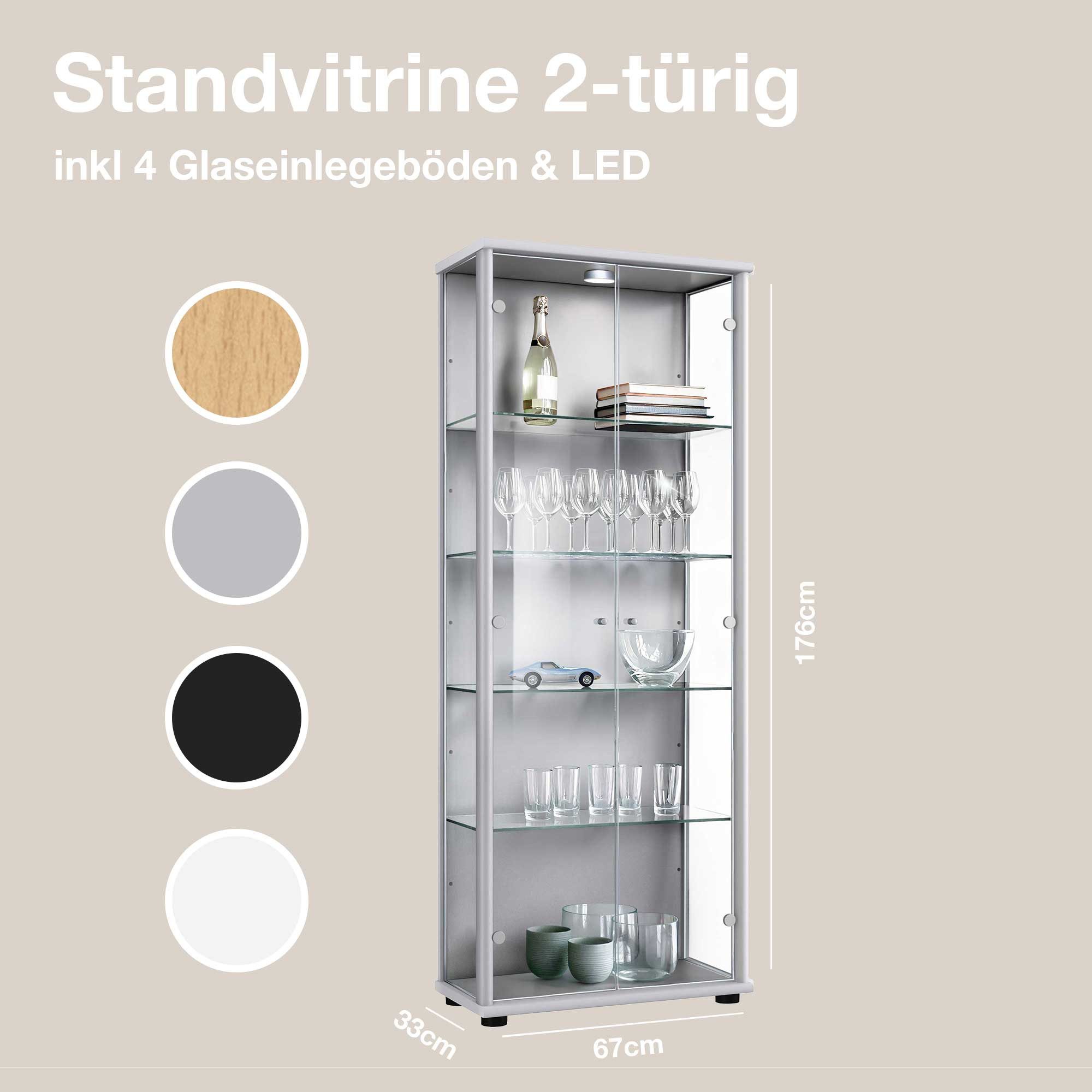 K-Möbel Glasvitrine C1019 (Glasvitrine (176x67x33 cm) günstig online kaufen