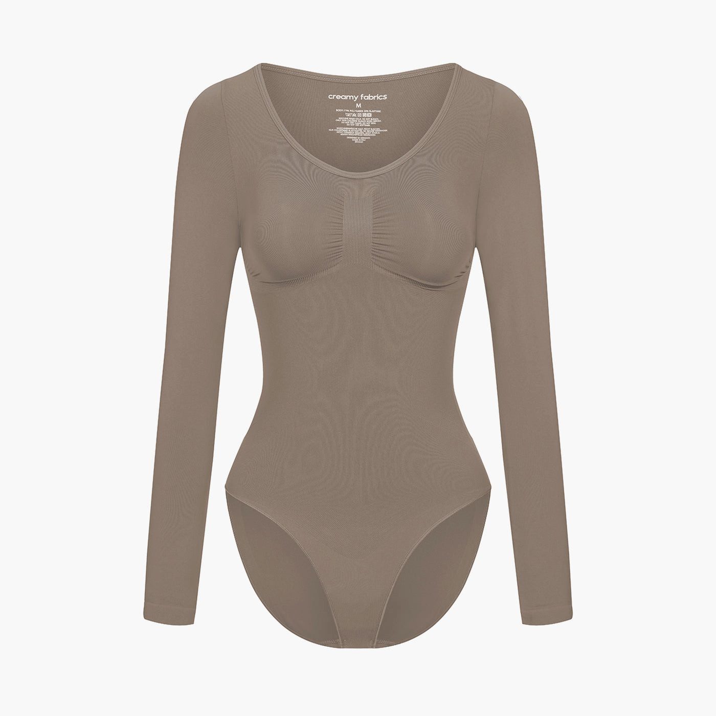 Creamy Fabrics Miederbody Bodysuit Sculpting Shapewear Longsleeve mit Slip-Taupe-XS (1-tlg) Figurformend
