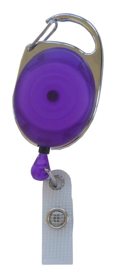 / (10-tlg), ovale / Druckknopfschlaufe Metallumrandung, Transparent Jojo Lila Ausweishalter Form Kranholdt Ausweisclip Schlüsselanhänger