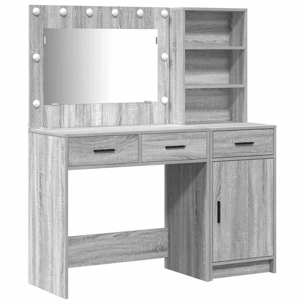 Schminktisch Schminktisch mit Spiegelbeleuchtung 2 pcs Grau Holzwerkstoff