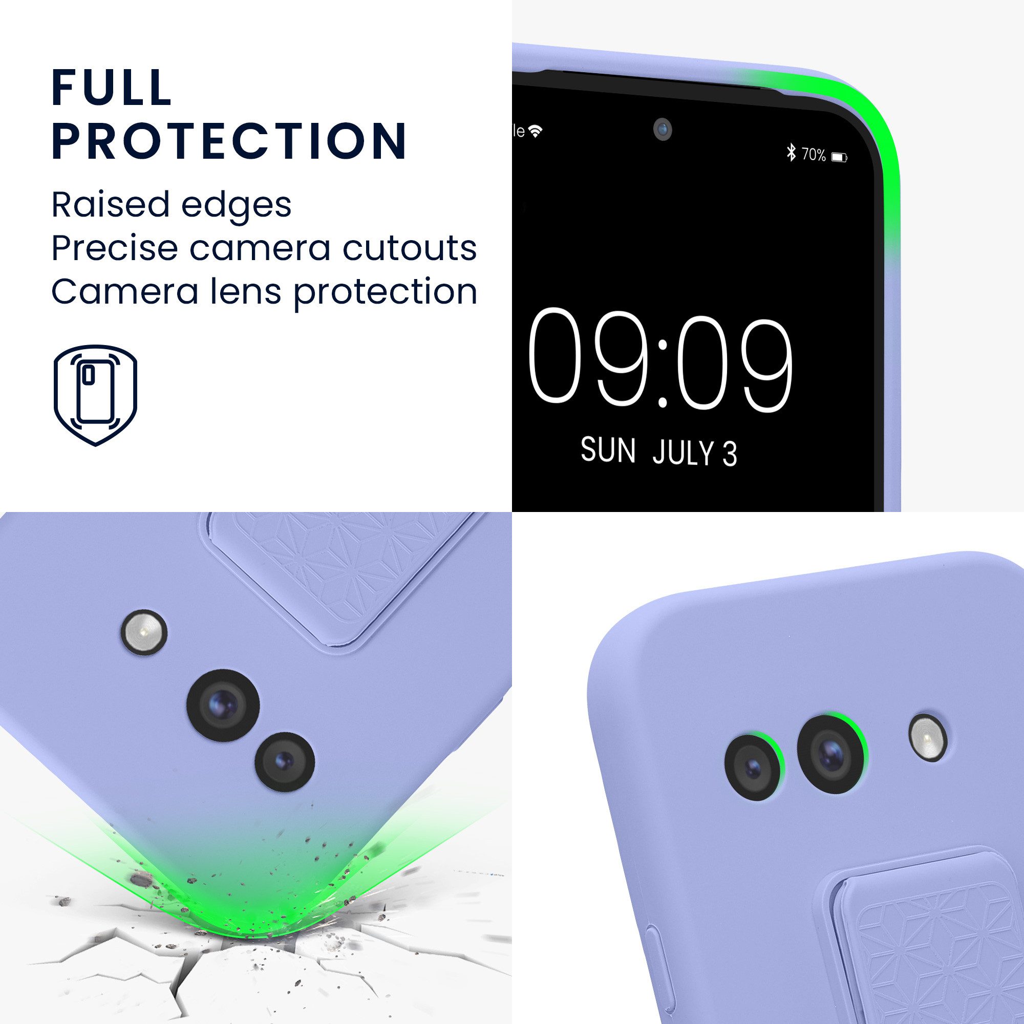 kwmobile Smartphone-Hülle kwmobile Handyhülle für Google Pixel 9a, Hülle mit Fingerhalter und Standfunktion - Silikon Case Handy Cover – Bild 3 von 5