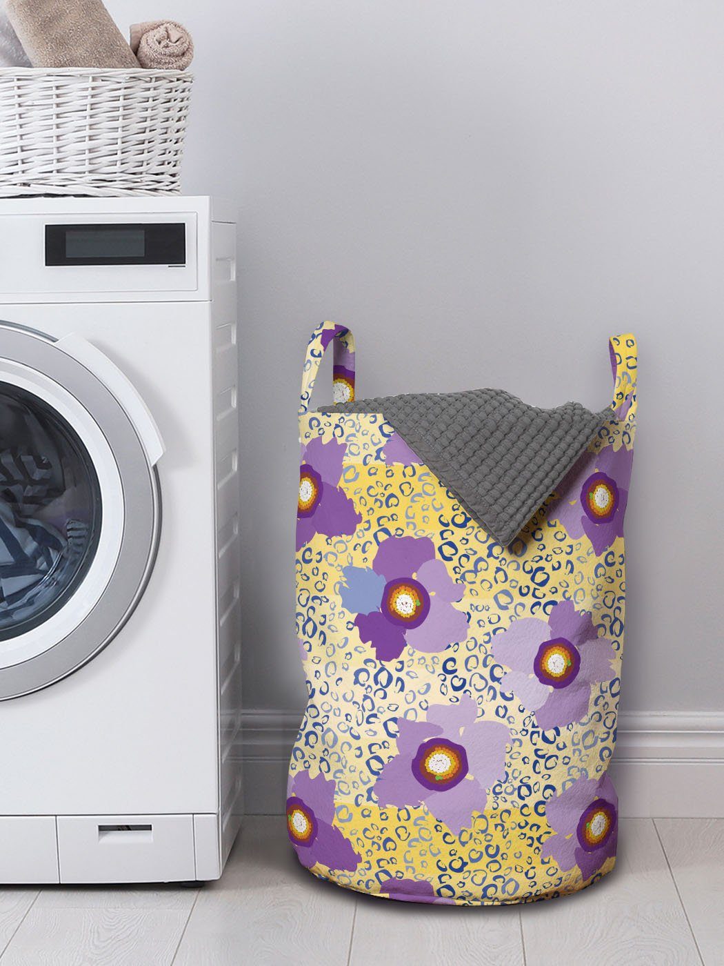 Abakuhaus Wäschesäckchen Wäschekorb Kordelzugverschluss Waschsalons, Vibrant Blumen abstrakte Blumen Griffen mit für