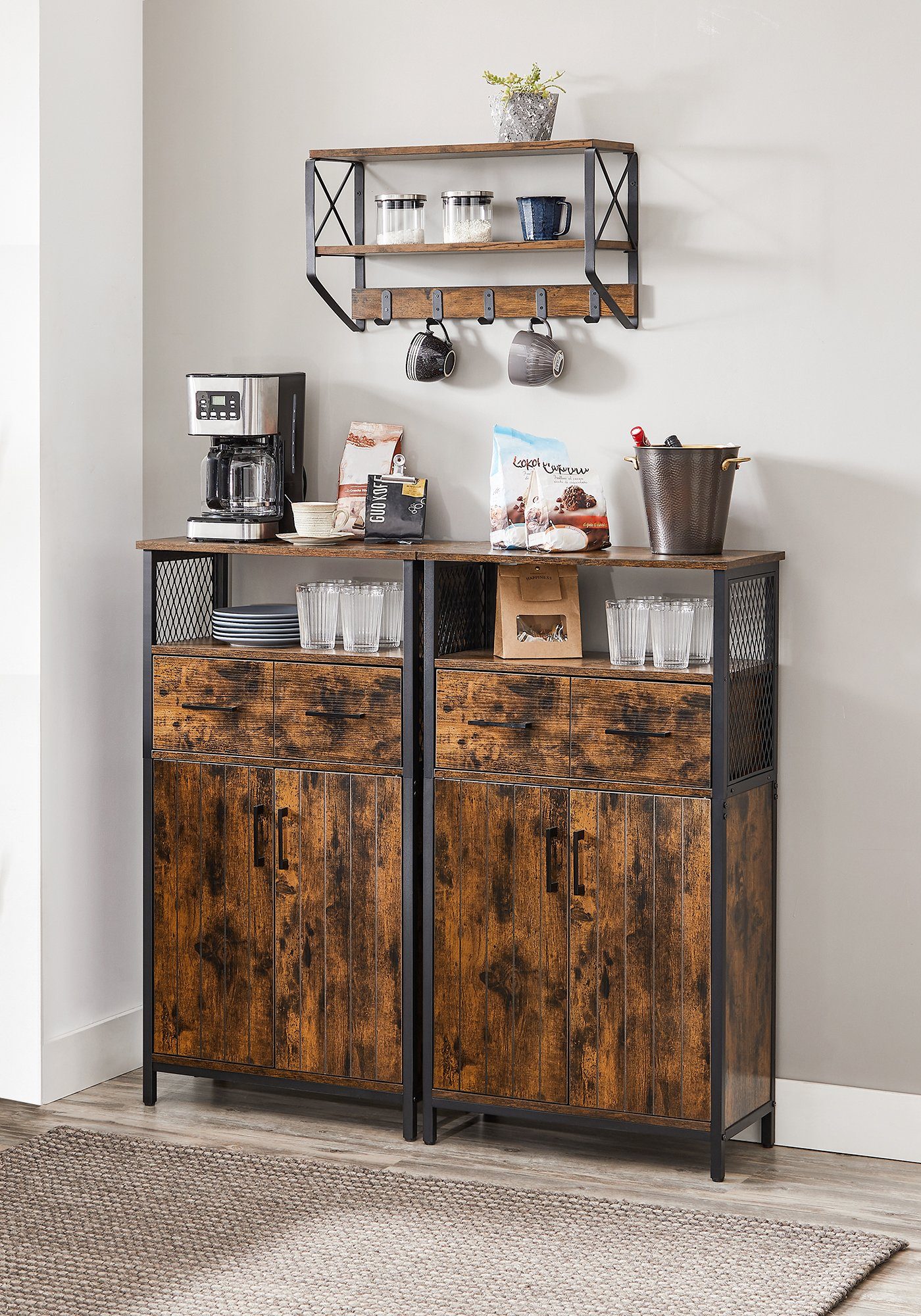 VASAGLE Highboard Sideboard, verstellbare Ablage 108 x 60 x 30 cm