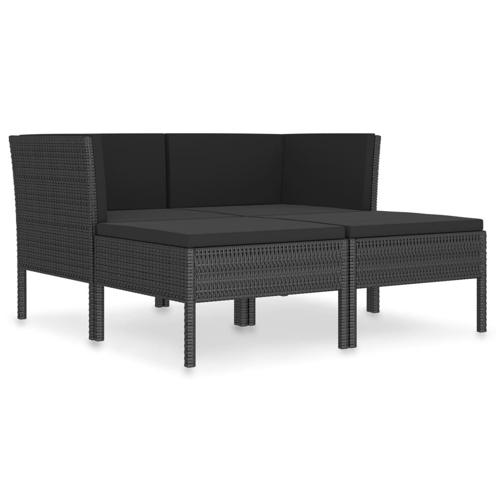 vidaXL GartenloungeSet 4tlg. GartenLoungeSet mit Auflagen Poly