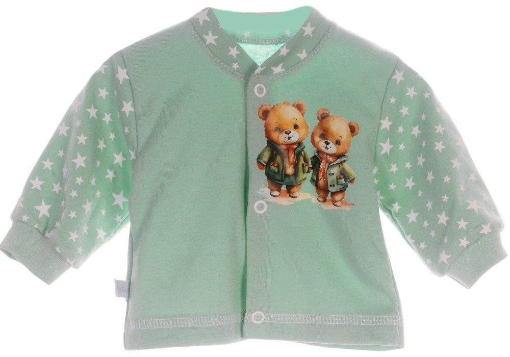 Langarmshirt Baby Hemdchen Erstlingsshirt in Grün mit Sternchen