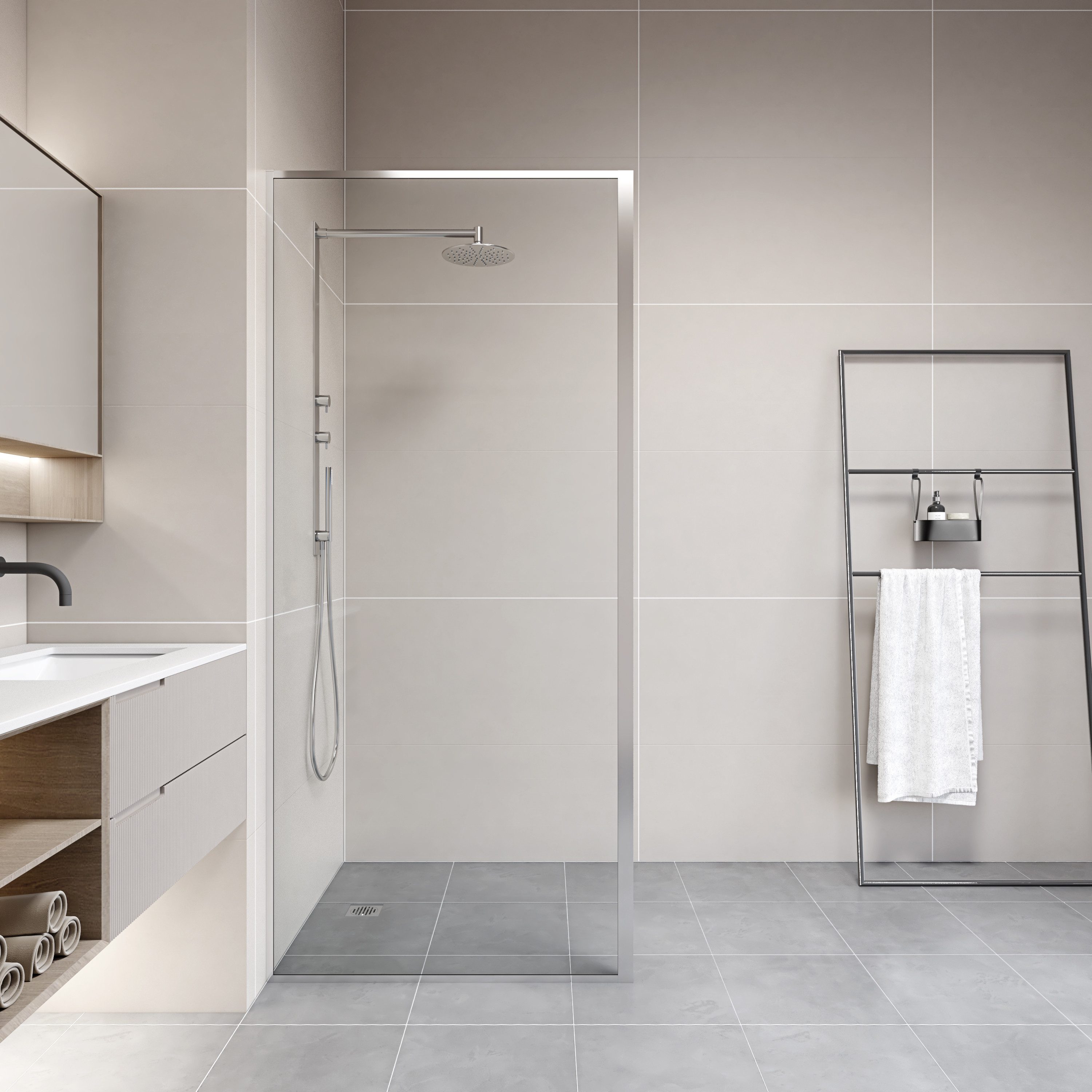 Marwell Walk-in-Dusche Style, Einscheibensicherheitsglas, seitenverkehrt aufbaubar, hochwertige Aluminiumprofile