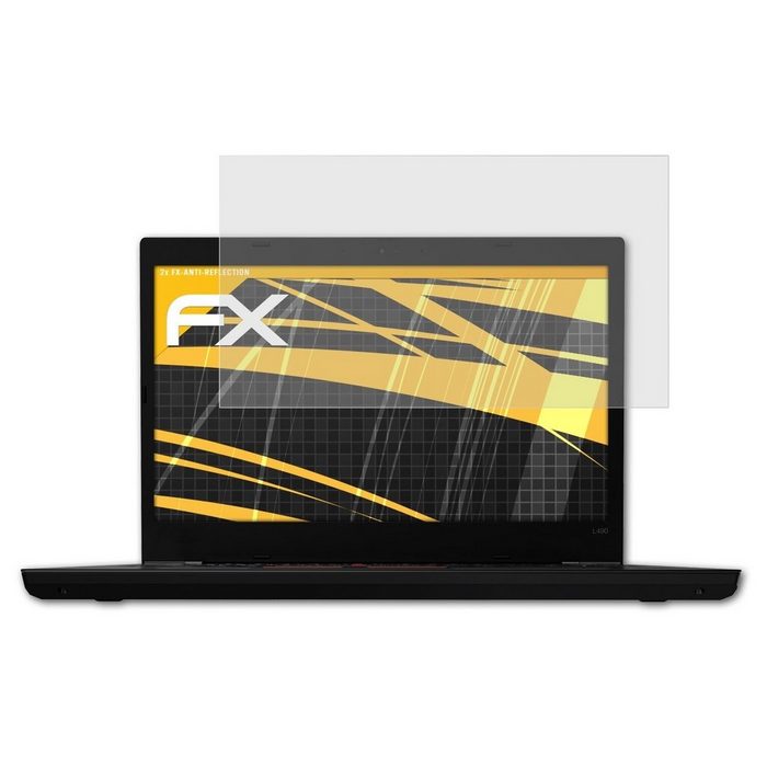 atFoliX Schutzfolie für Lenovo ThinkPad L490 (2 Folien) Entspiegelnd und stoßdämpfend