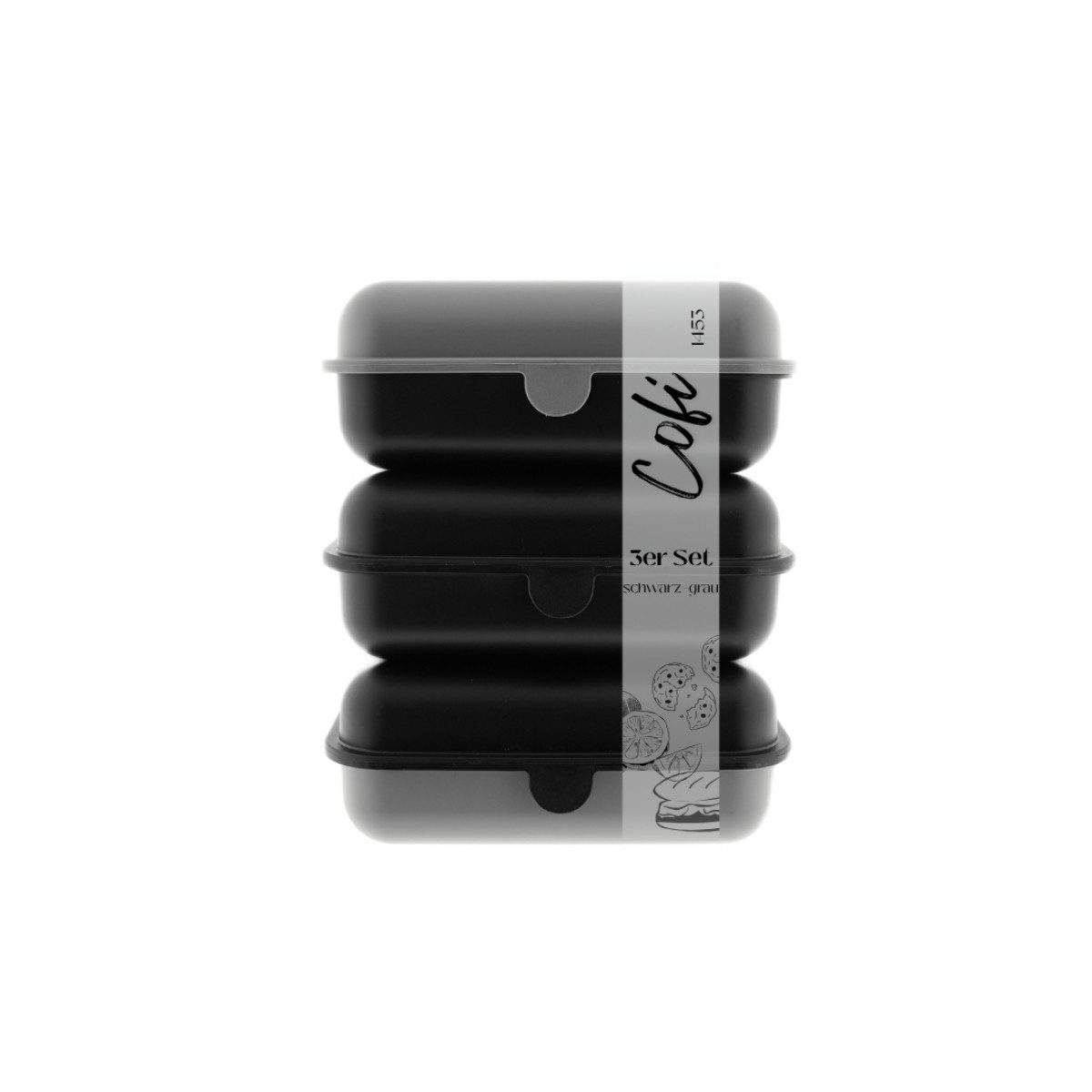 COFI 1453 Lunchbox Brotdosen 3er-Set Frühstücksbox spülmaschinenfest, stapelbar, 1000 ml, Kunststoff, (3-tlg., 3er Set), Made in Germany