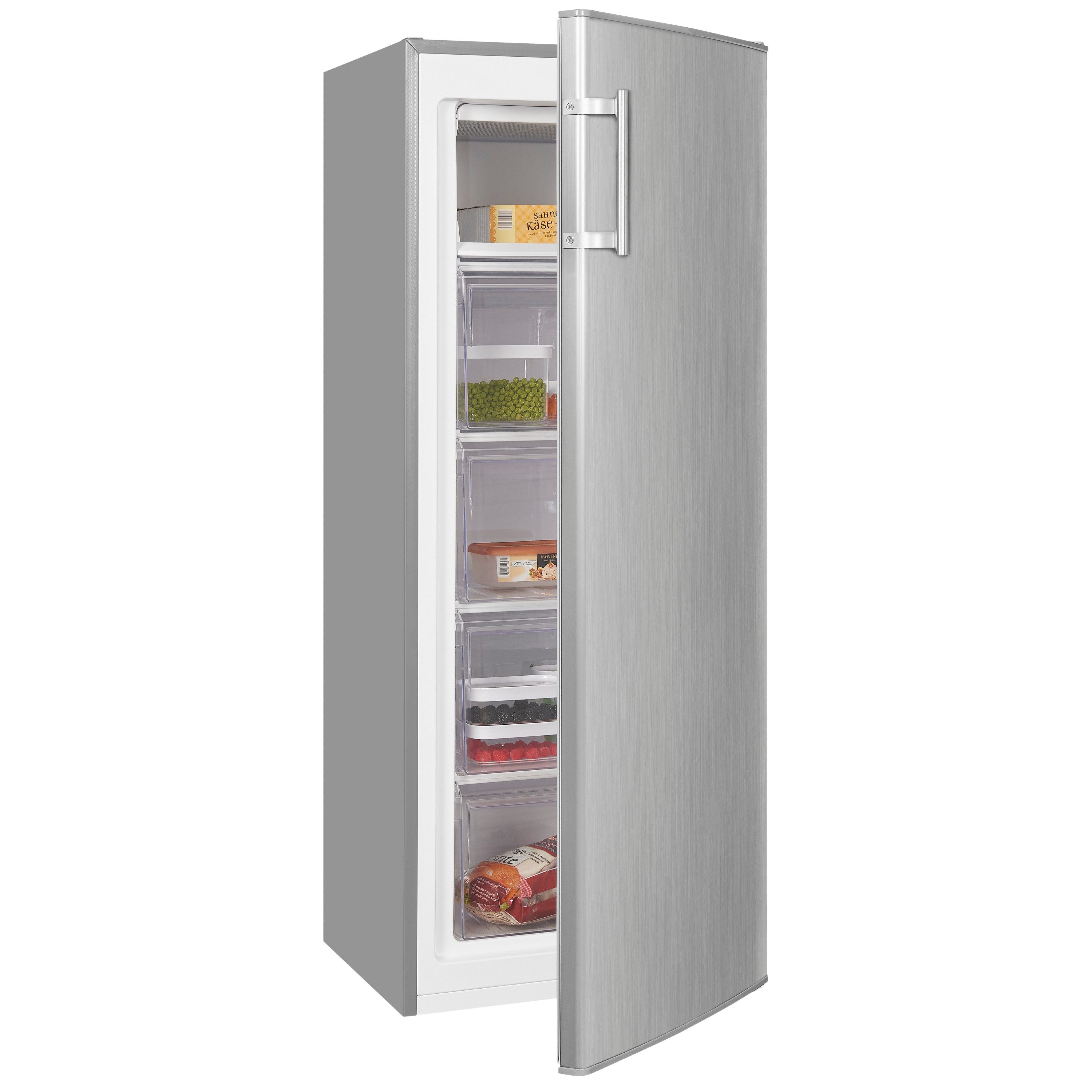 exquisit Gefrierschrank GS230-H-040E, 142.6 cm hoch, 54.4 cm breit, 4-Sterne-Gefrierfach, wechselbarer Türanschlag, effizient