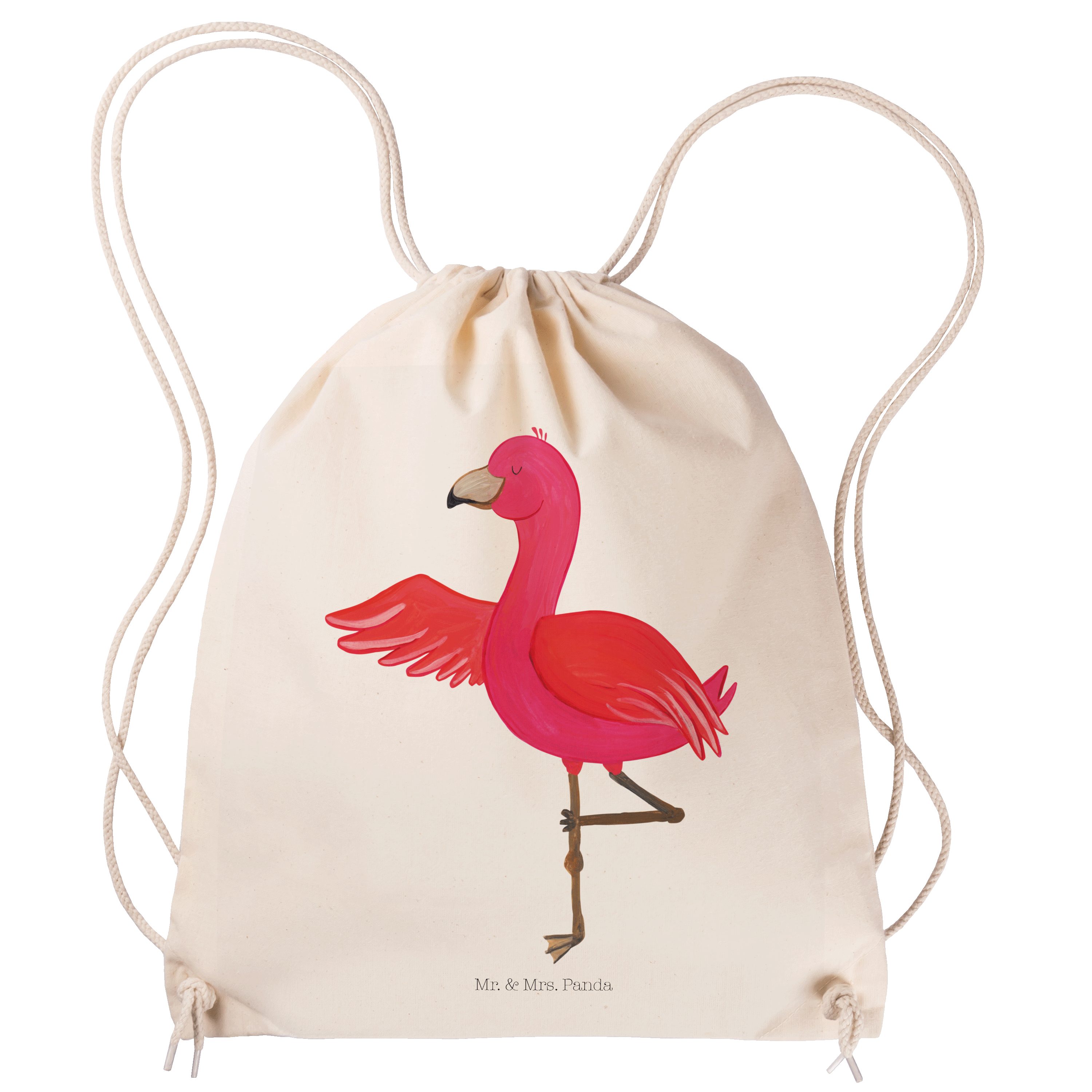 Mr. & Mrs. Panda Sporttasche Flamingo Yoga - Transparent - Geschenk, Turnbeutel, Yoga-Übung, Tasch (1-tlg)