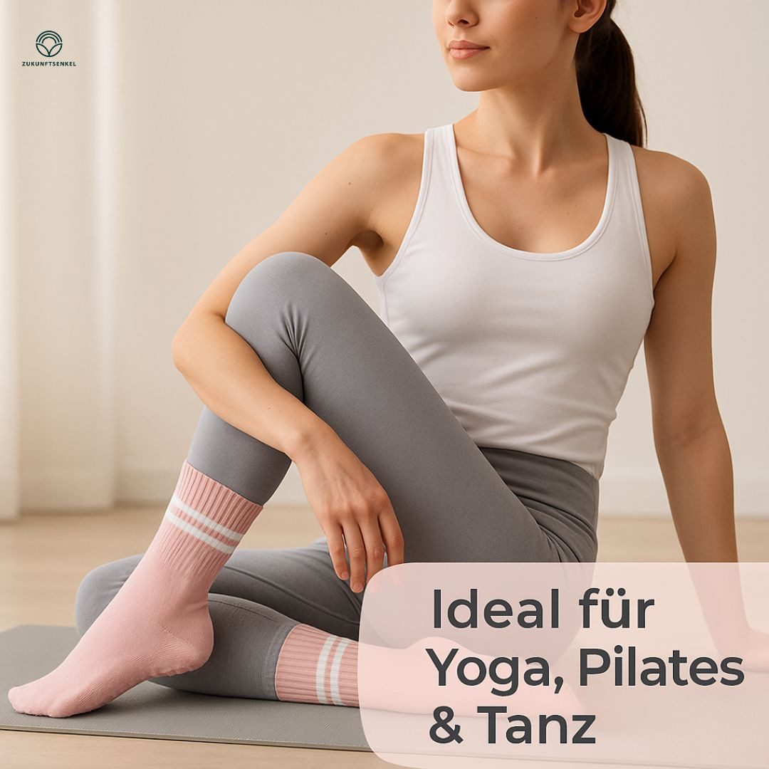 ZUKUNFTSENKEL Sportsocken Yoga Pilates Socken Damen Anti-Rutsch (Spar Set, 5er Pack) Rutschfest, Weich, Elastisch Ideal für Fitness, Yoga & Pilates