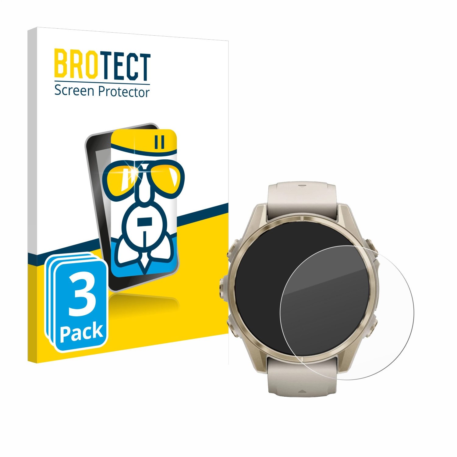 BROTECT Displayschutzglas Folie für Garmin Fenix 8 (43 mm), 3 Stück, Schutzfolie Glas Panzer Display Schutz klar