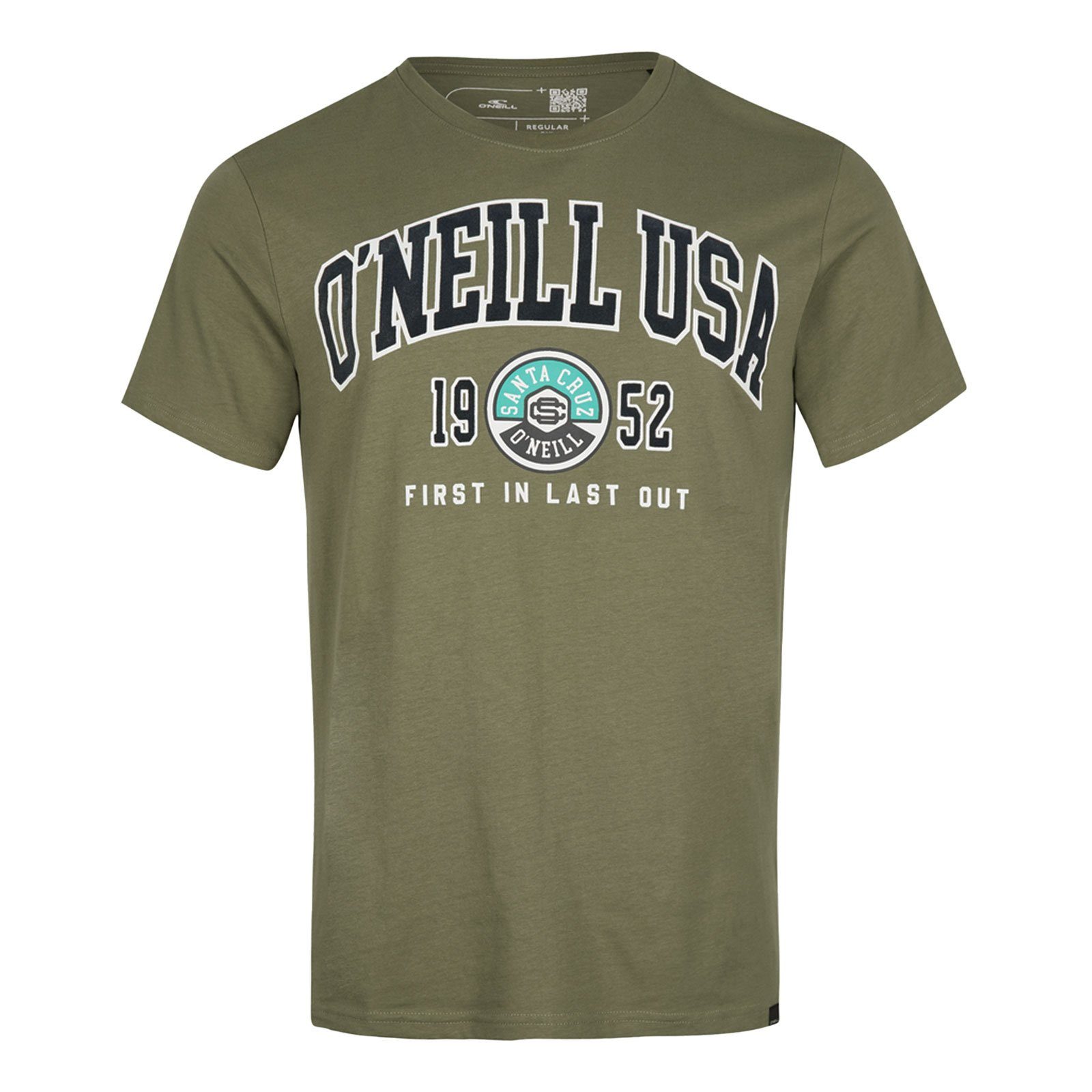 O'Neill T-Shirt Surf State mit großem Flock-Print 16011 deep lichen green