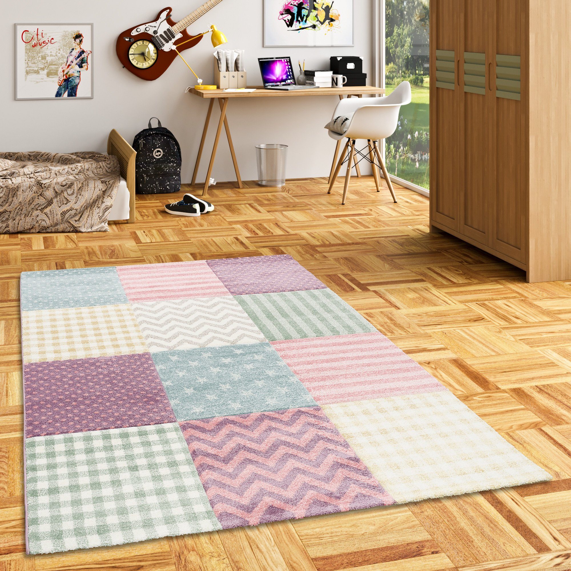 Pergamon Kinder und Jugend Teppich Maui Sterne Pastel Bunt 80x150cm günstig online kaufen