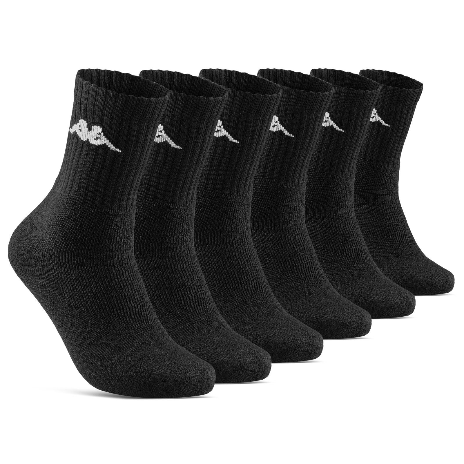 sockenkauf24 Sportsocken 6 oder 12 Paar KAPPA Socken Herren & Damen Sportsocken (Schwarz, 6-Paar, 35-38) Arbeitssocken Baumwolle WP