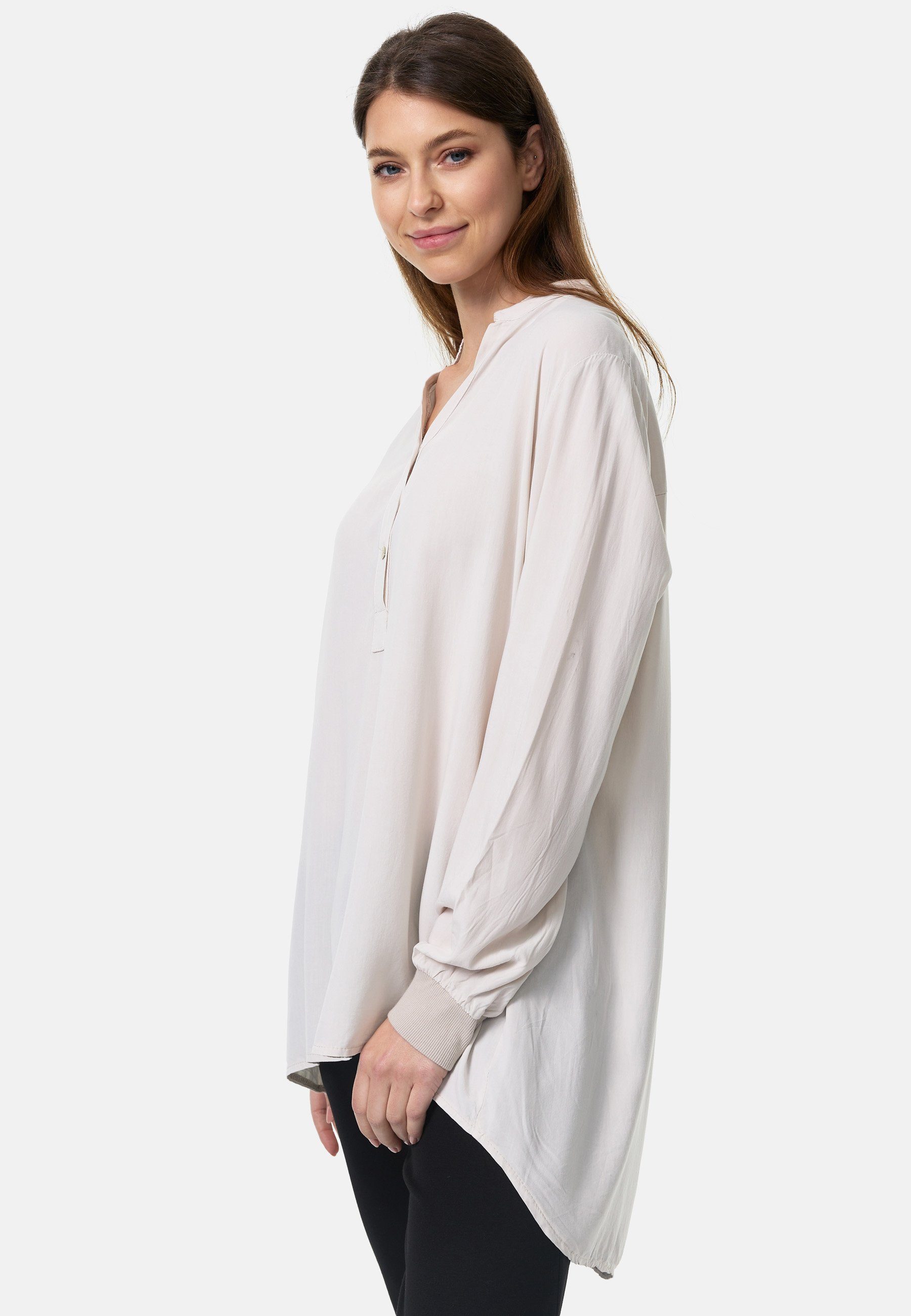 Rayshyne Longbluse PM-20 (Romantische Hemdbluse Oversized Cut Tunika in Einheitsgröße)
